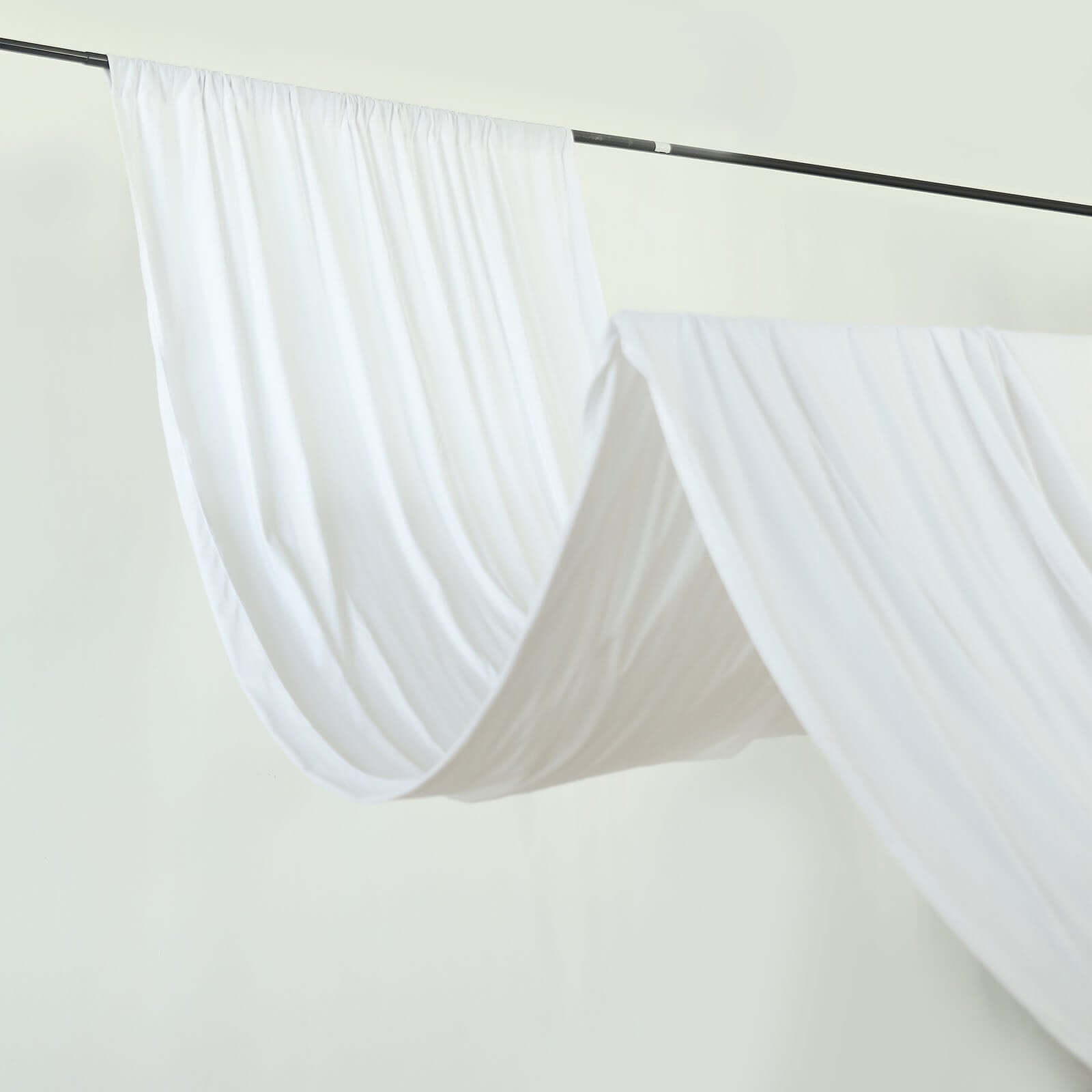 White Scuba Polyester Ceiling Drape Backdrop Curtain Panel, Commercial Grade Fire Retardant Wrinkle Free Draping Fabric With Rod Pockets - 5ftx20ft