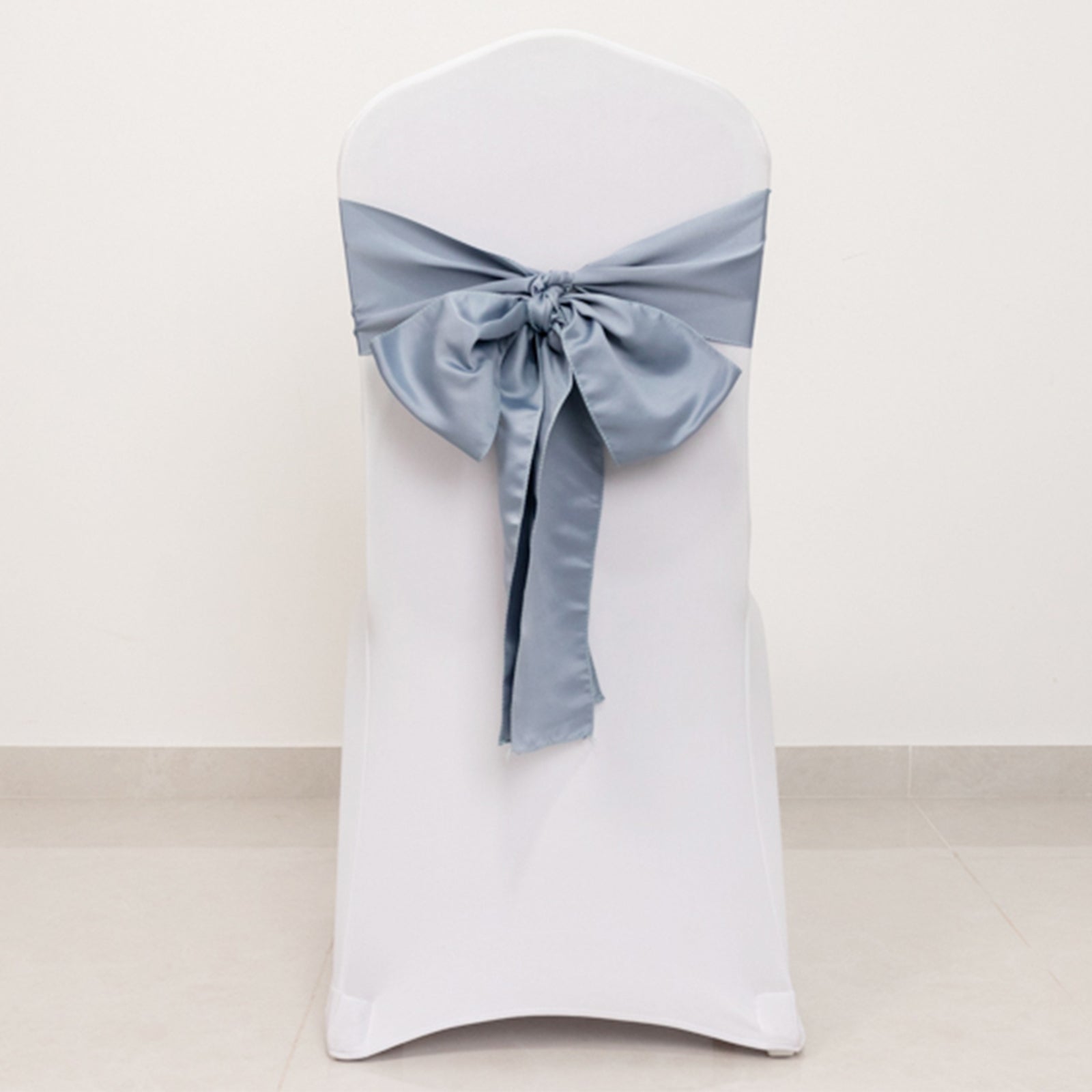 5 Pack Lamour Satin 6x106 Chair Sashes Dusty Blue - Stylish Reusable Decorative Bows