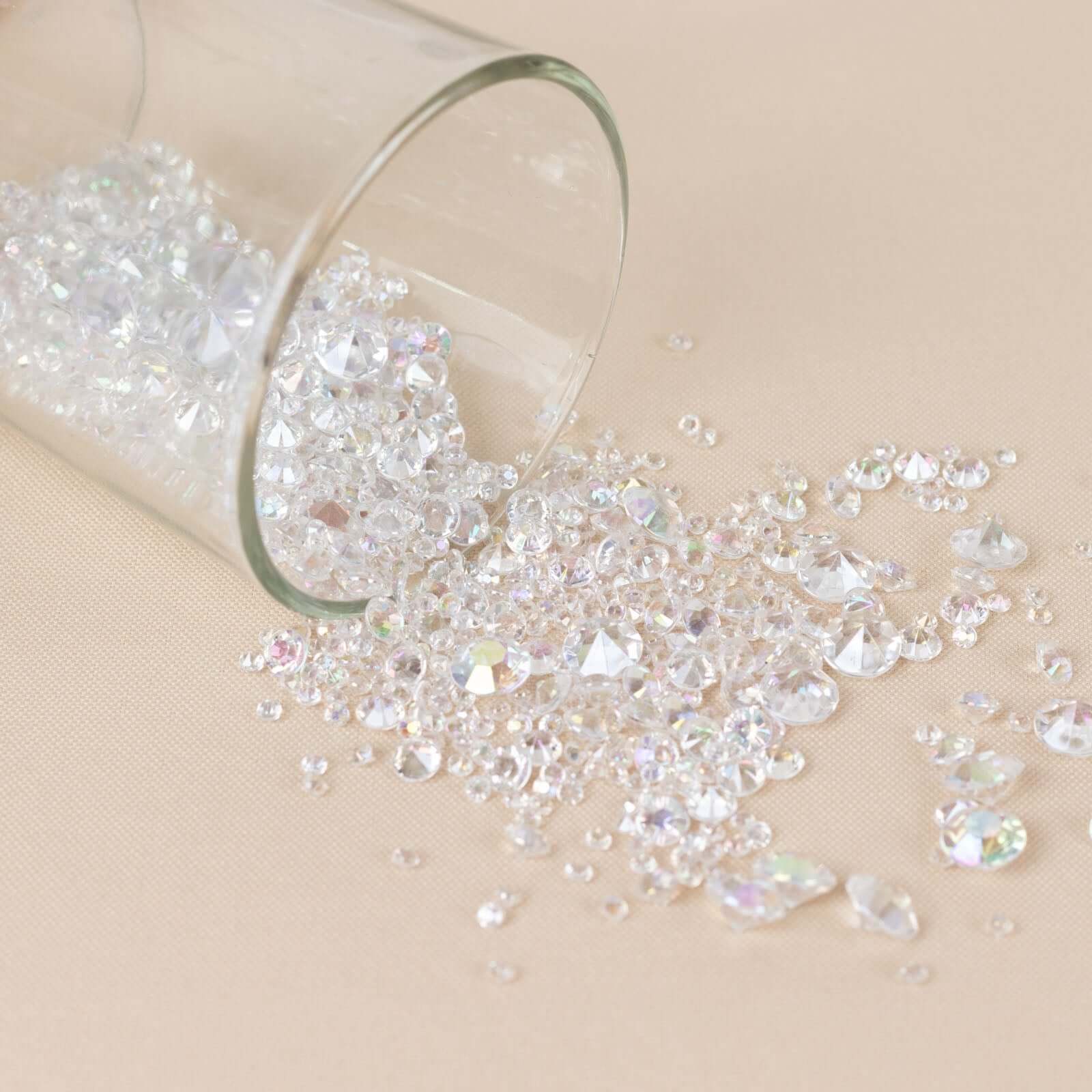 4000 Pcs Acrylic Diamond Vase Fillers Iridescent - Lustrous DIY Beads & Table Scatters for Wedding Decor 3mm, 6mm, 10mm