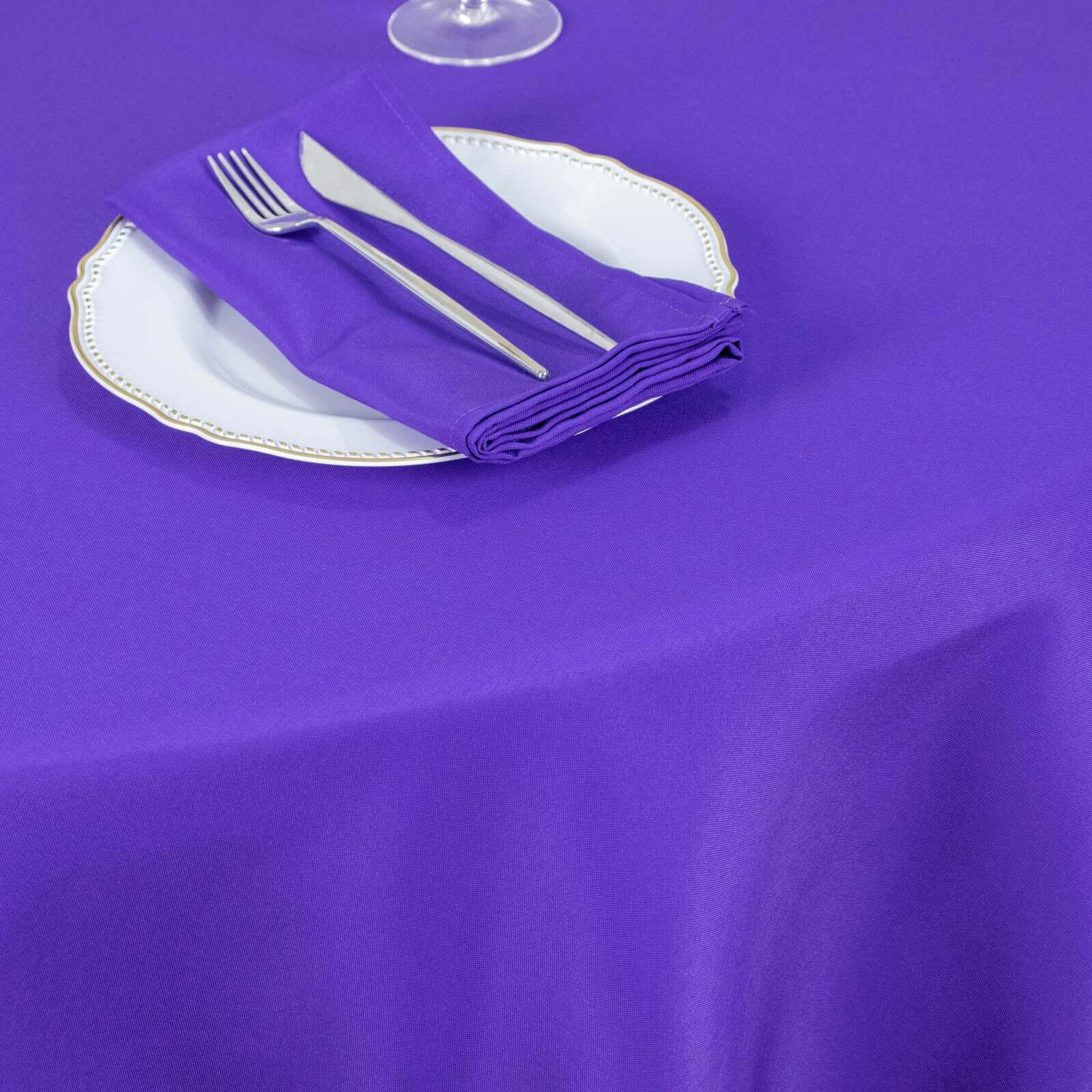 Premium Polyester 132 Round Tablecloth Purple - Seamless 220GSM Wrinkle-Resistant Table Cover