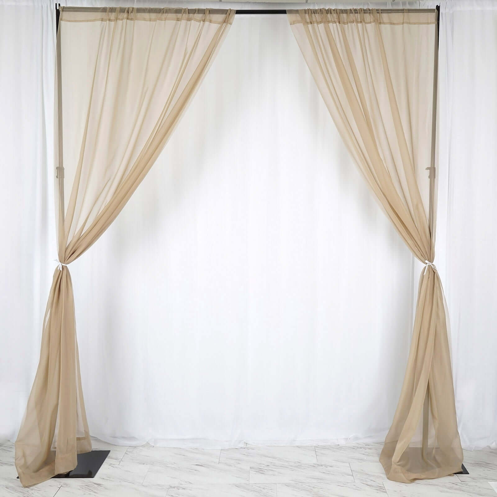 2 Pack Natural Sheer Chiffon Event Curtain Drapes, Durable Flame Resistant Premium Organza Backdrop Event Panels With Rod Pockets - 10ftx10ft