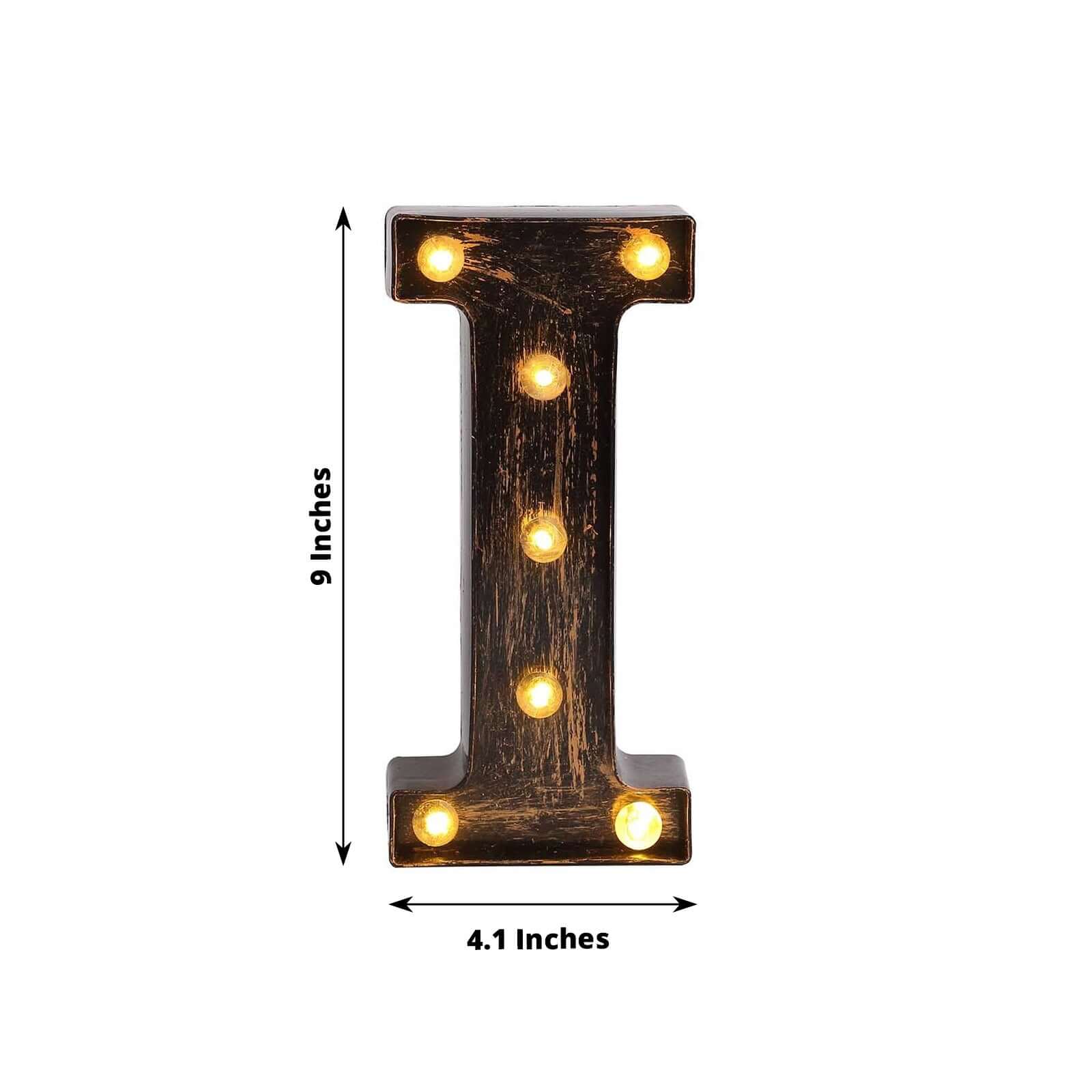 LED Marquee Letter I Industrial Style Antique Black - Light-Up Alphabet Sign for Weddings & Displays 9