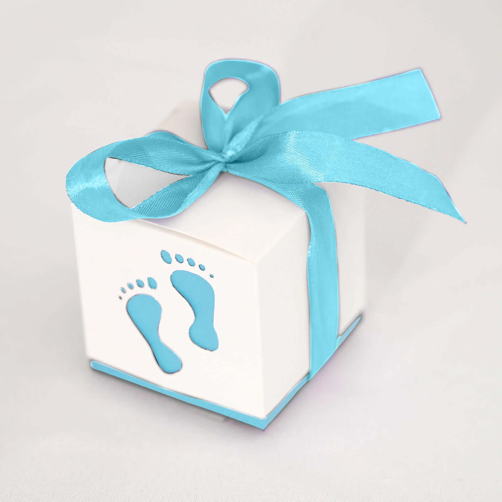 25 Pack 2 Light Blue Footprint Baby Shower Party Favor Candy Gift Boxes