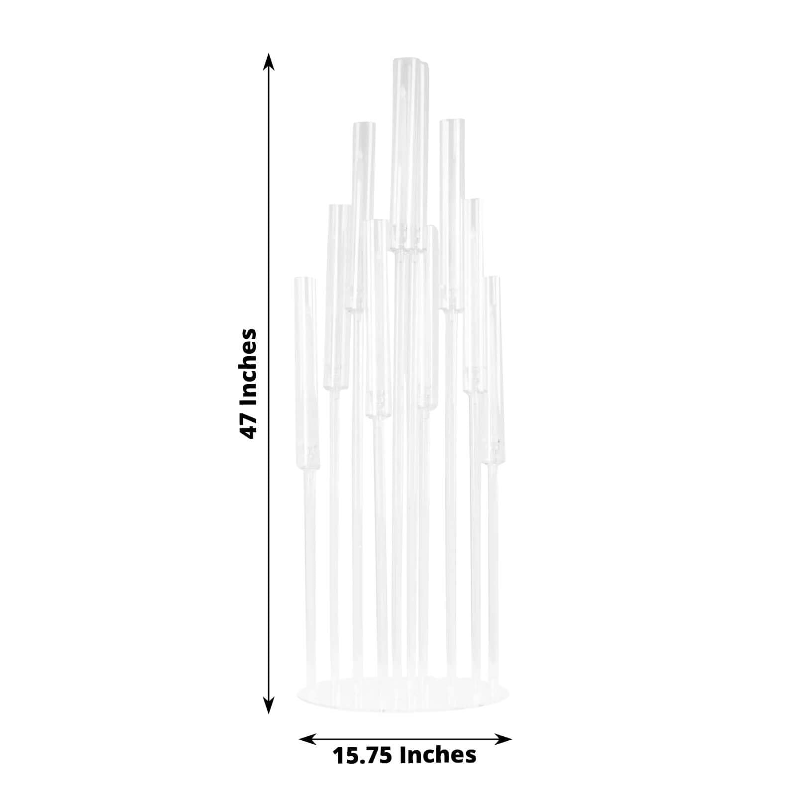 10-Arm Round Cluster Acrylic Candelabra Clear with Circular Base - Stylish Taper Candle Holder Table Centerpiece for Pillar Candles 47