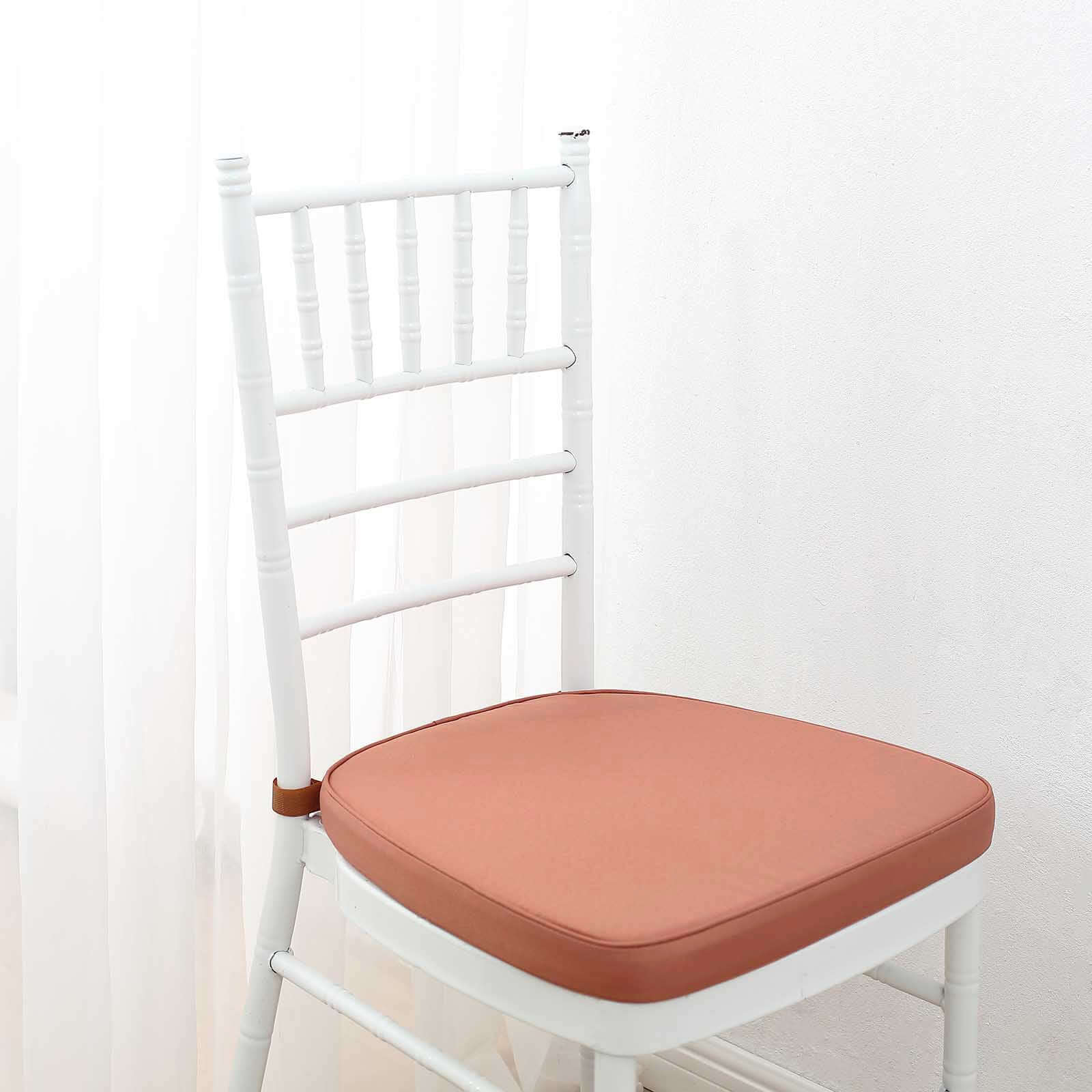 Chiavari Chair Cushion with 1.5 Thick Memory Foam and Ties Terracotta (Rust) - Stylish Removable Cover for Comfort