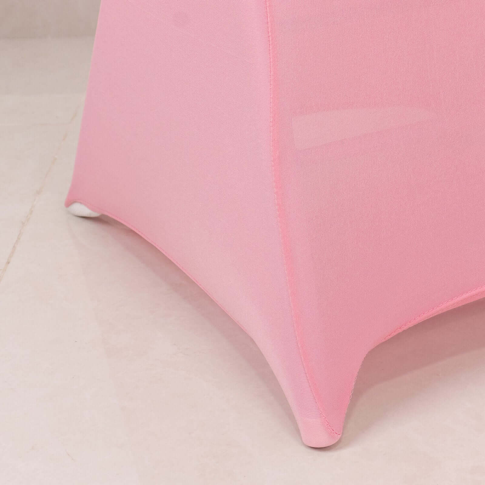 Stretch Spandex Chair Cover Pink for Folding Chairs - Secure Fit Slipcover with Silver Rhinestone Buckled Sash Band