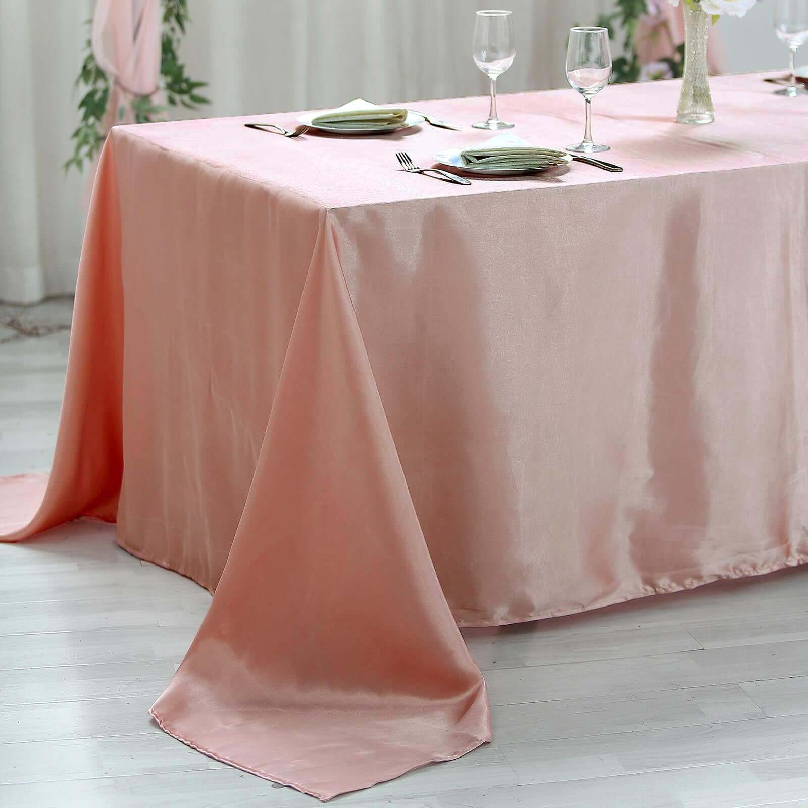 Satin Rectangular 90x156 Tablecloth Dusty Rose - Seamless Table Cover