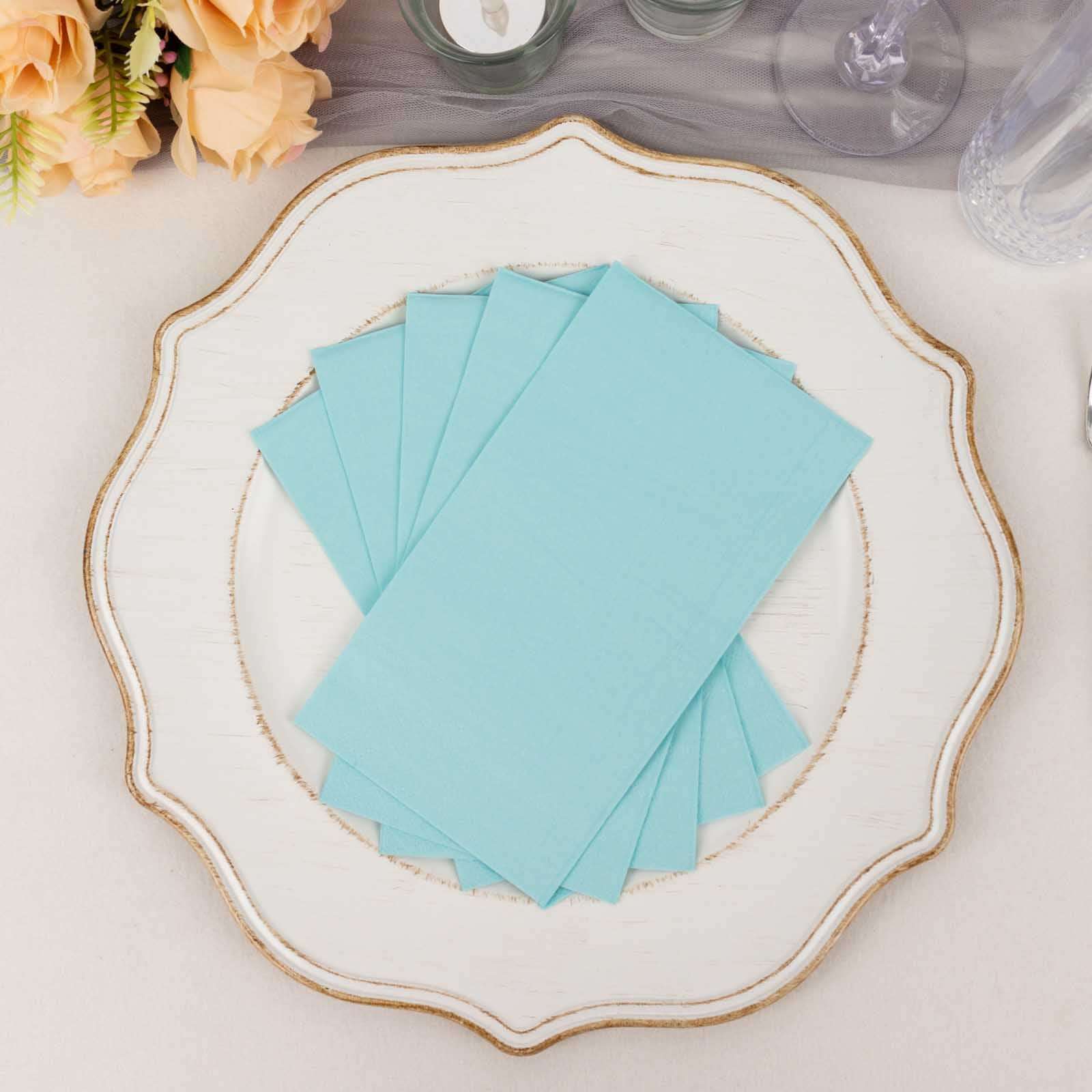 50-Pack Paper Napkins Soft Blue - Disposable 2-Ply Cocktail and Beverage Napkins for Weddings