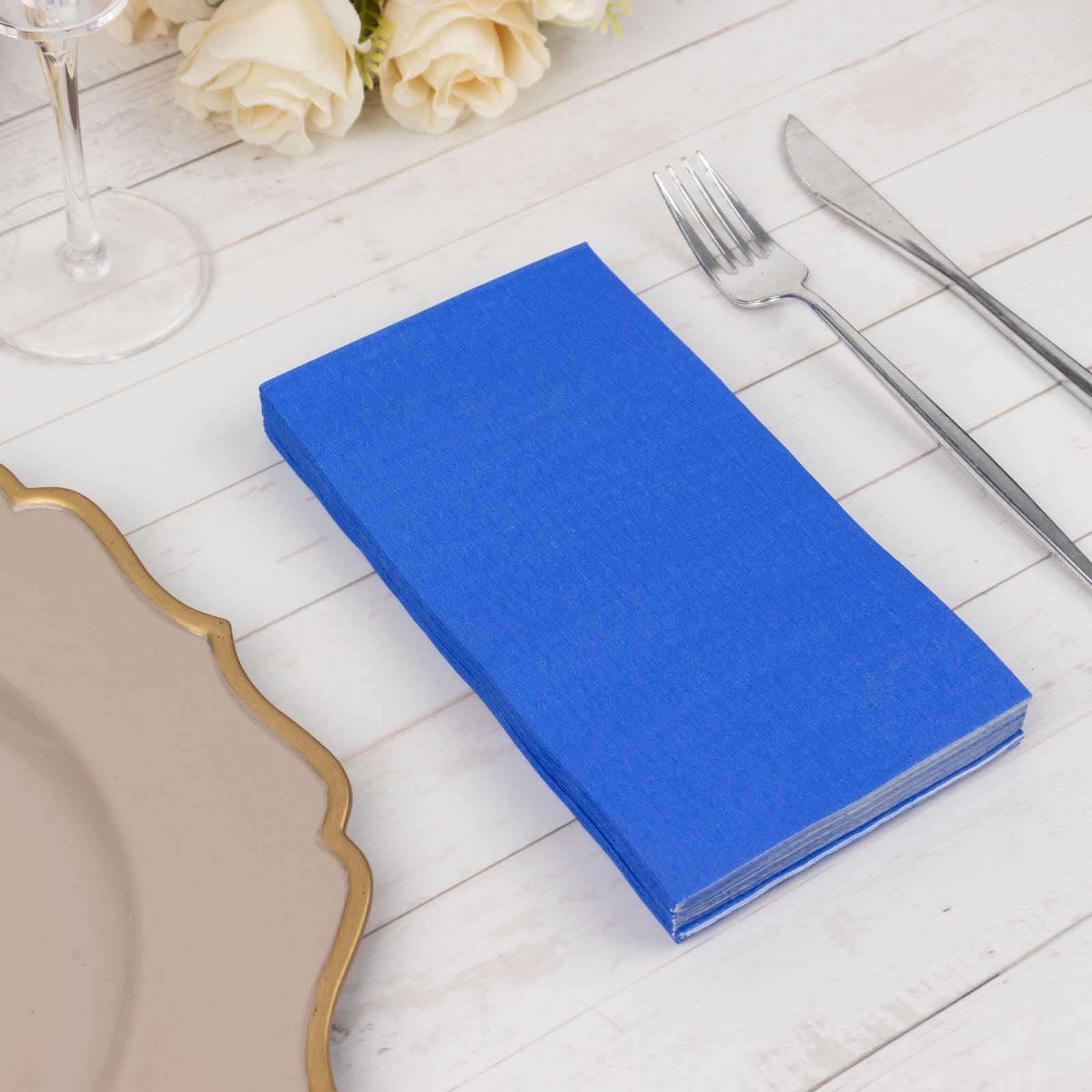 50-Pack Paper Napkins Soft Royal Blue - Disposable 2-Ply Cocktail and Beverage Napkins for Weddings