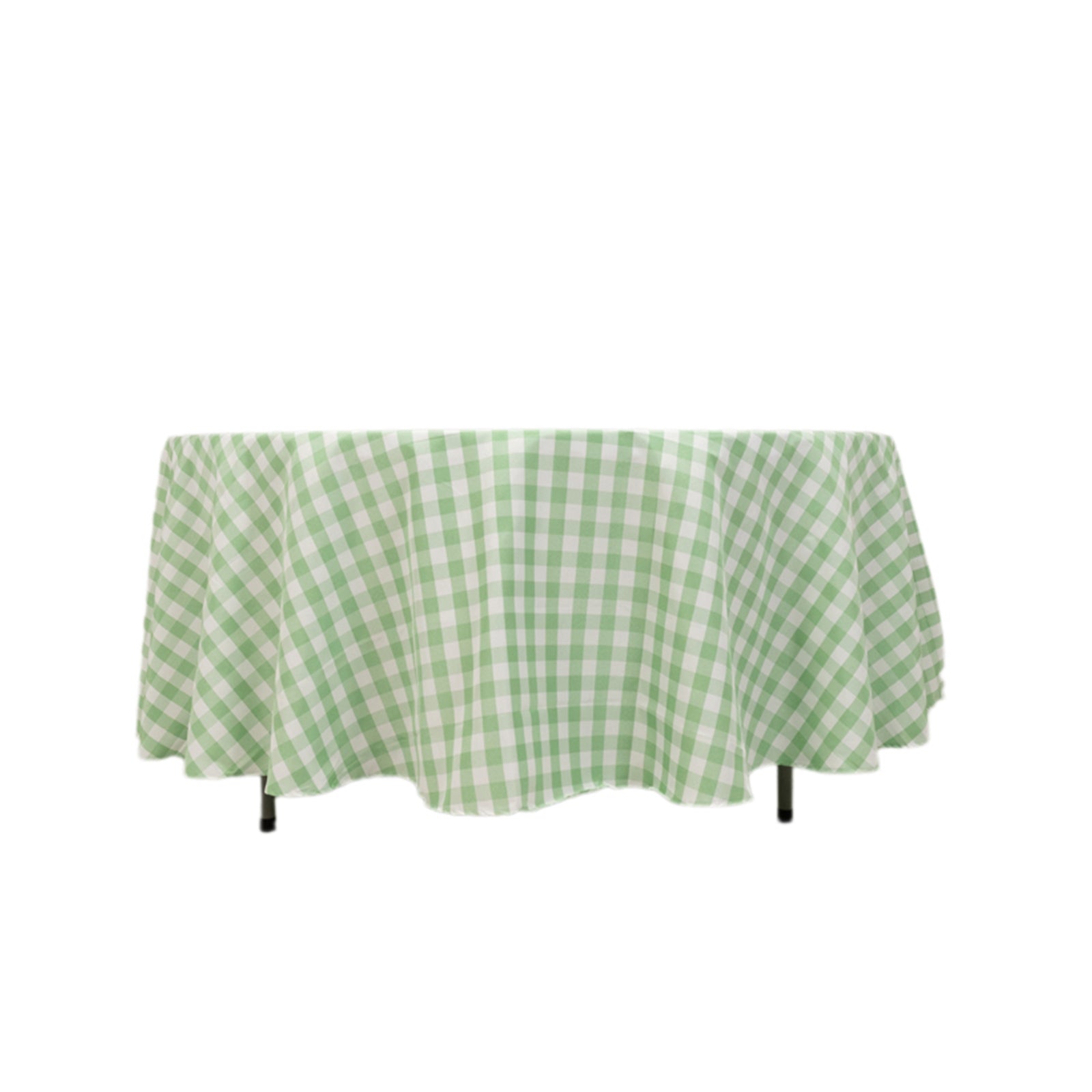 Polyester 108 Round Tablecloth White/Sage Green - Checkered Buffalo Plaid Table Cover