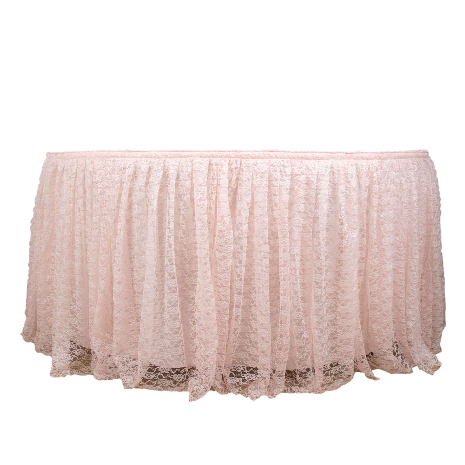 Lace 14ft Table Skirt Blush - Premium Pleated Table Cover