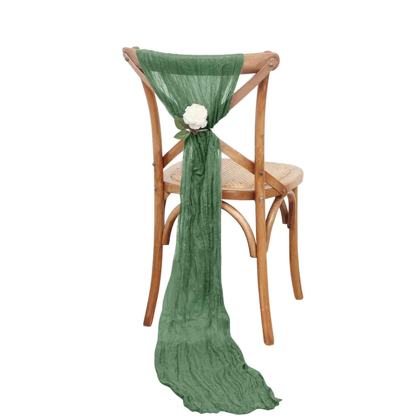 5 Pack Cheesecloth Gauze 16x88 Chair Sashes Olive Green - Boho Chair Decorations