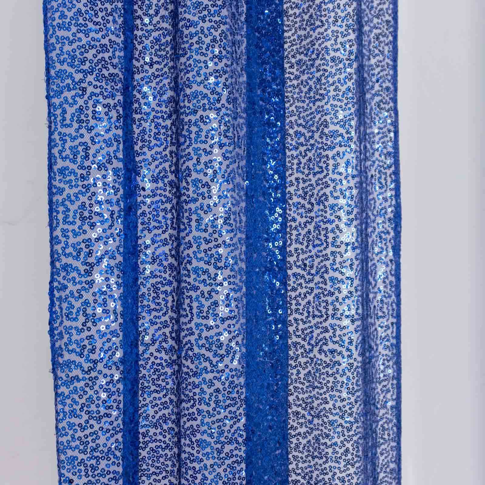 2 Pack Royal Blue Sequin Event Curtain Drapes with Rod Pockets, Seamless Backdrop Event Panels - 8ftx2ft