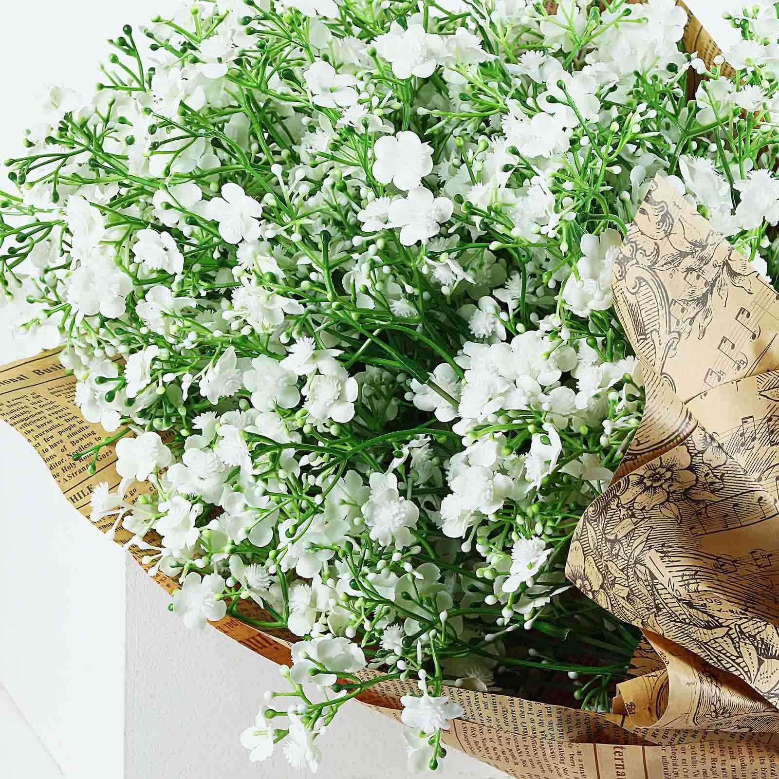 4 Stems 27 White Artificial Silk Babys Breath Gypsophila Flowers