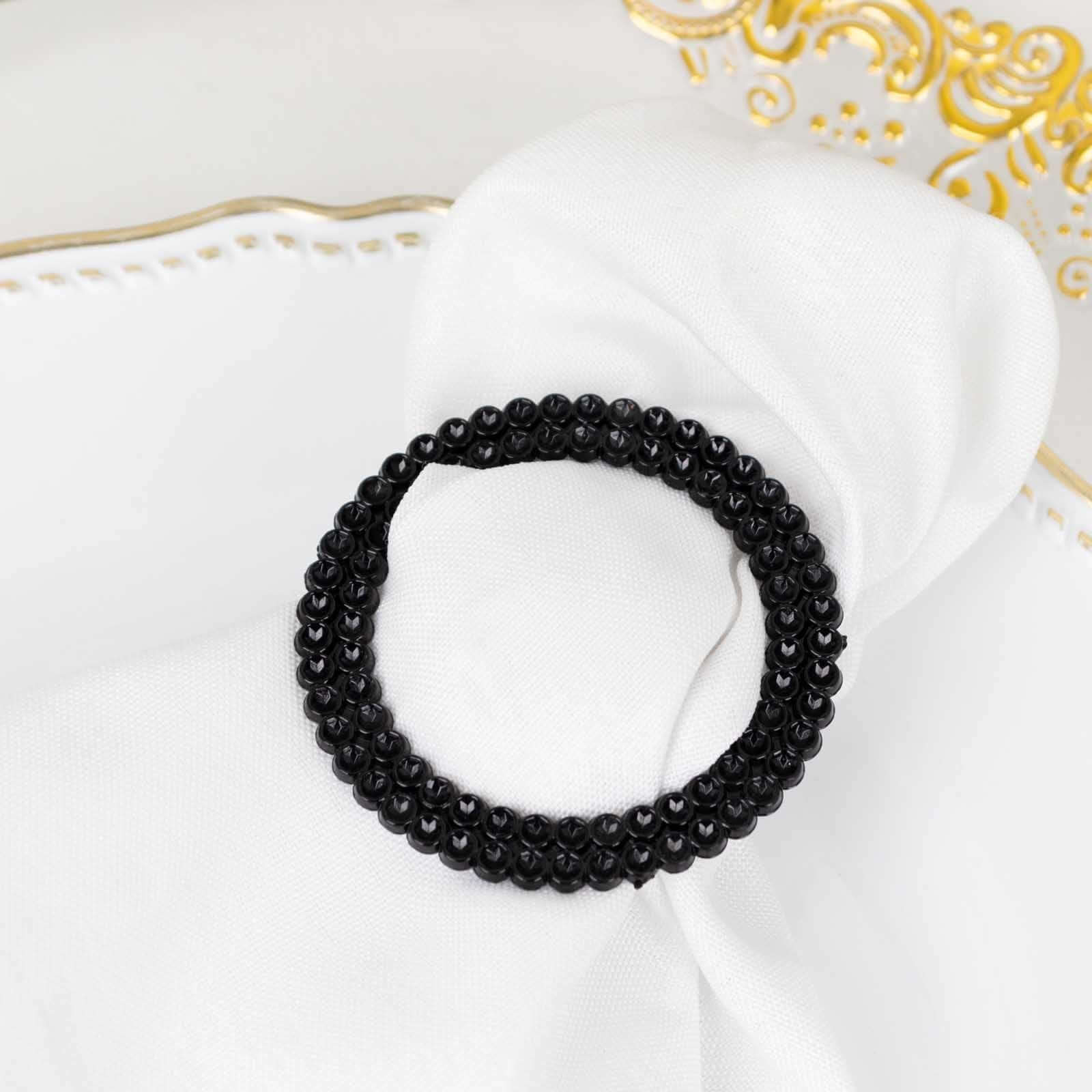 20 Pack Diamond Round Chair Sash Band Buckle Pins Black - Timeless Rhinestone Napkin Rings 2.5