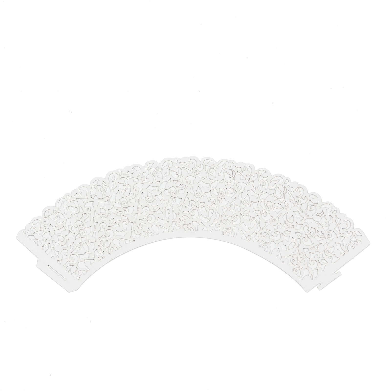 25-Pack Paper Cupcake Wrappers Lace Laser Cut Design White - Muffin Baking Cup Trays for Events