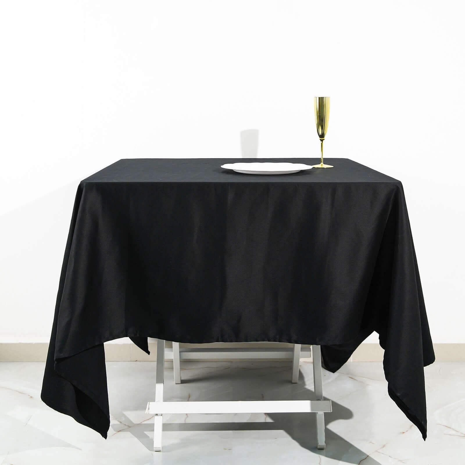 100% Cotton 70x70 Square Tablecloth Black Linen - Soft & Breathable Fabric Table Cover