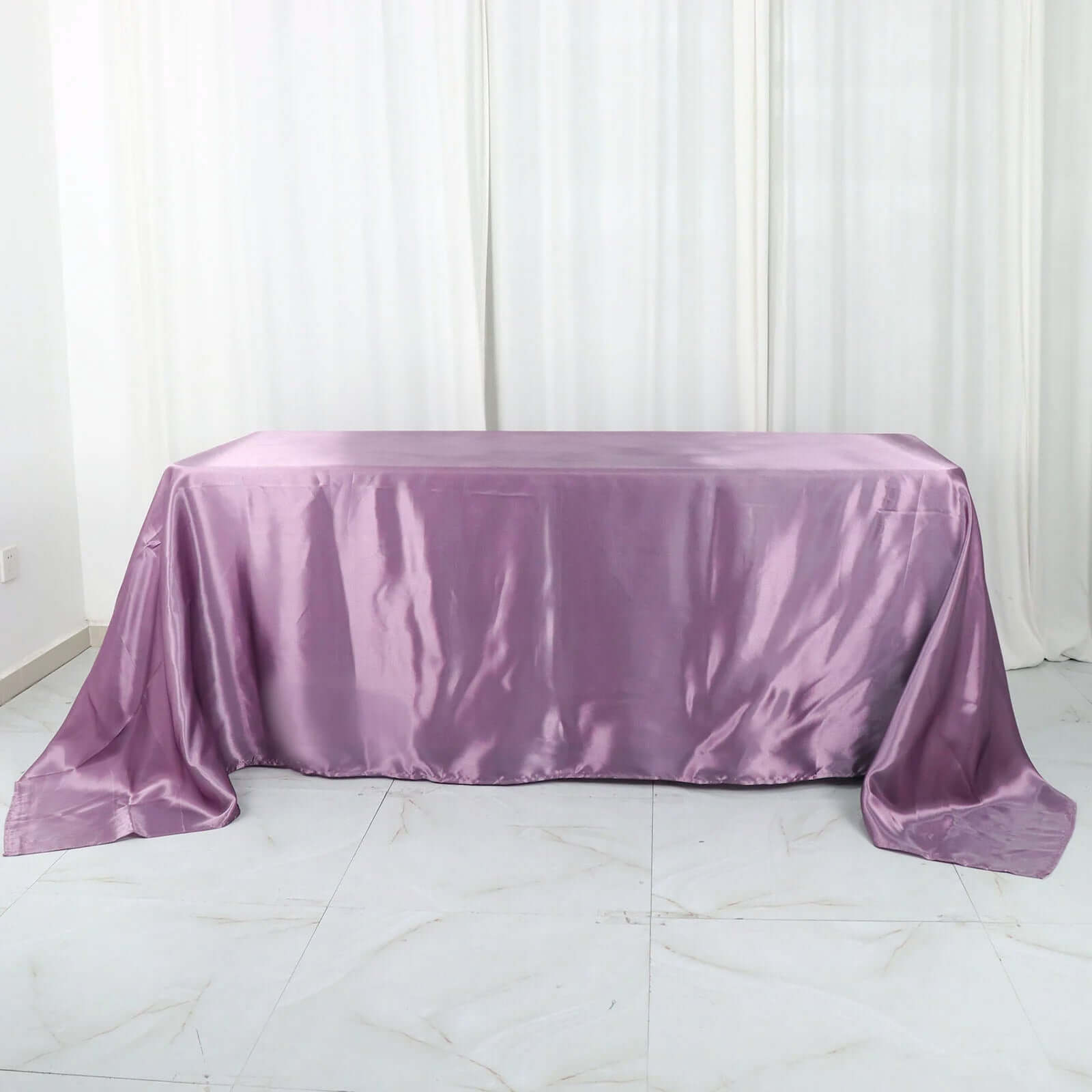 Satin Rectangular 90x132 Tablecloth Violet Amethyst Satin - Seamless Table Cover