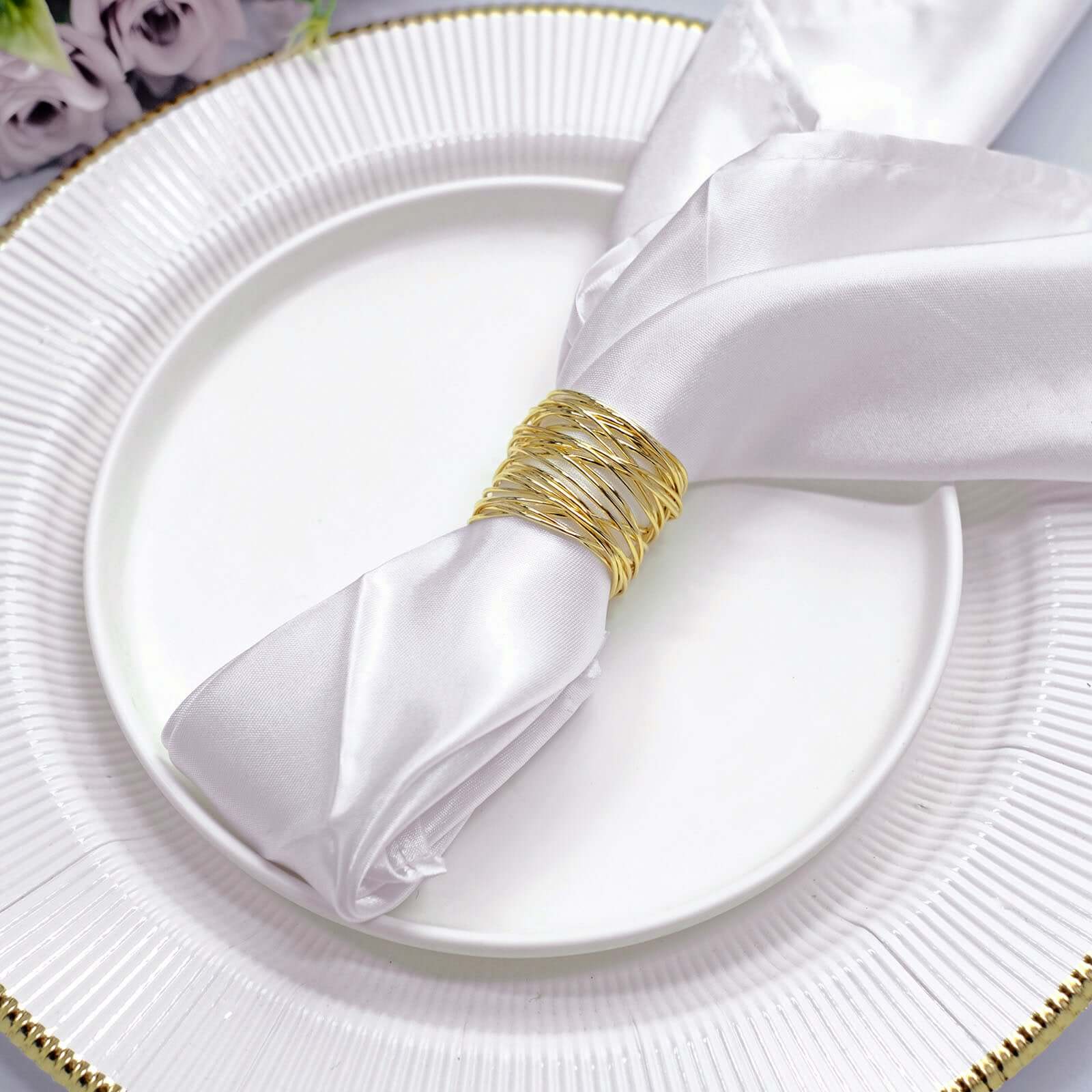 4 Pack Shiny Gold Metal Wire Paper or Cloth Linen Napkin Rings