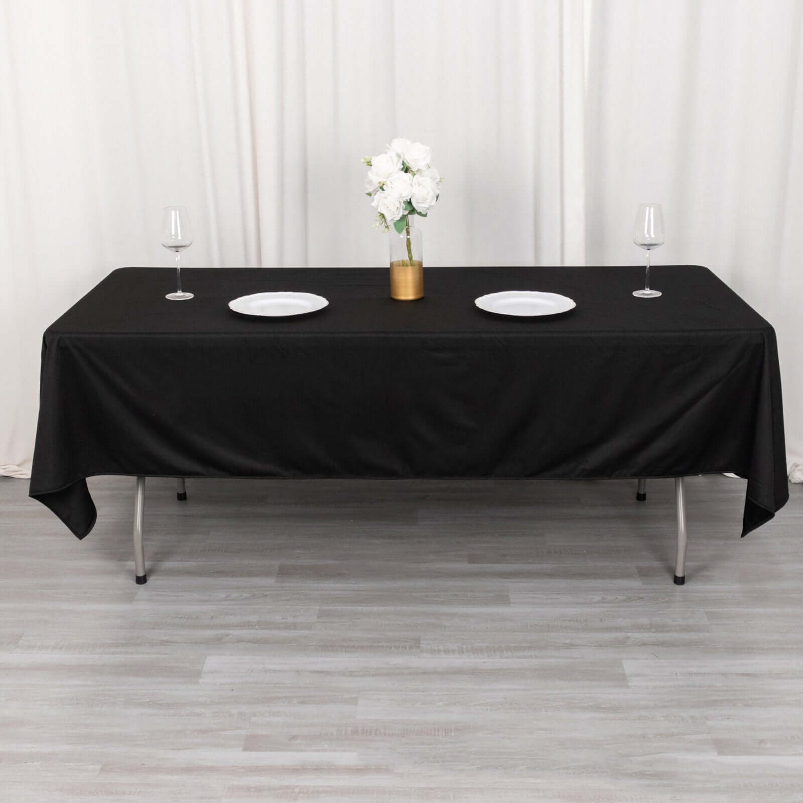 Premium Scuba Rectangular 60x102 Tablecloth Black - Wrinkle Free & Stain Resistant Table Cover for Weddings and Banquets