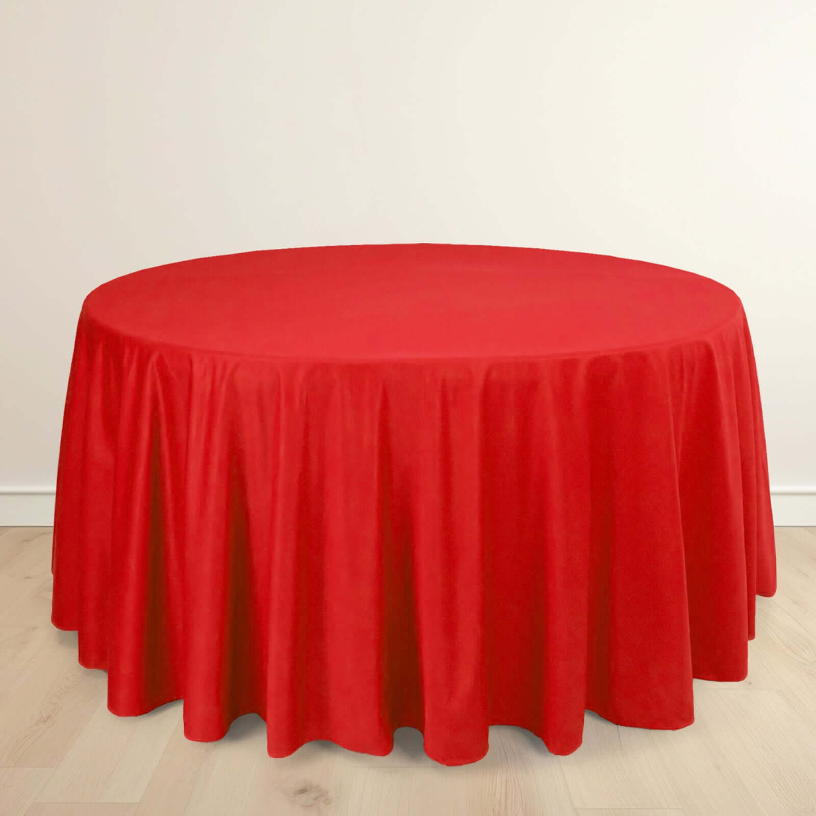 Premium Scuba Round 120 Tablecloth Red - Wrinkle Free & Stain Resistant Seamless Table Cover