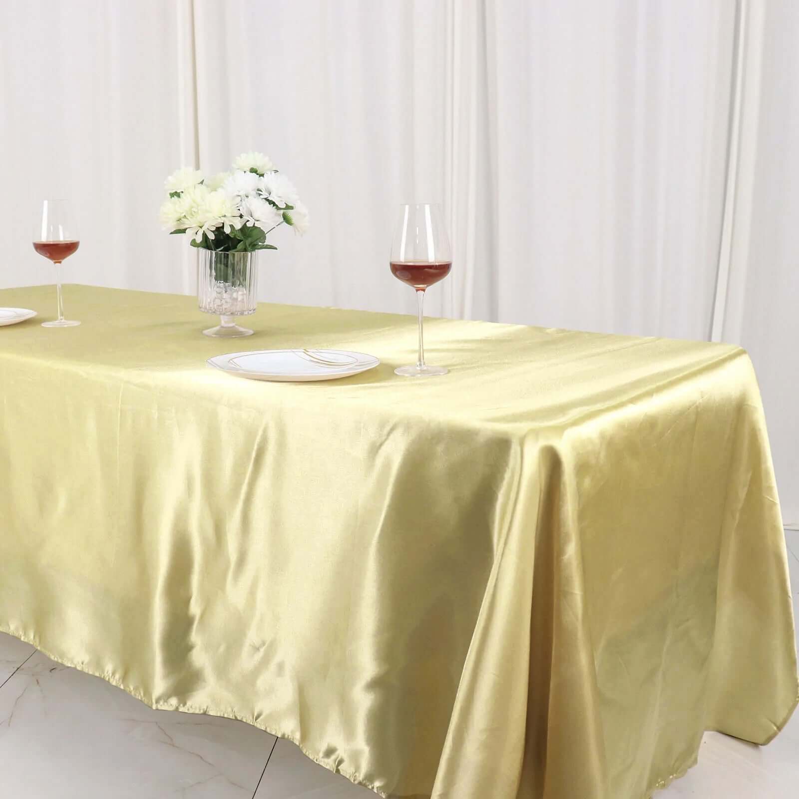 Satin Rectangular 60x126 Tablecloth Champagne - Smooth and Lustrous Table Cover