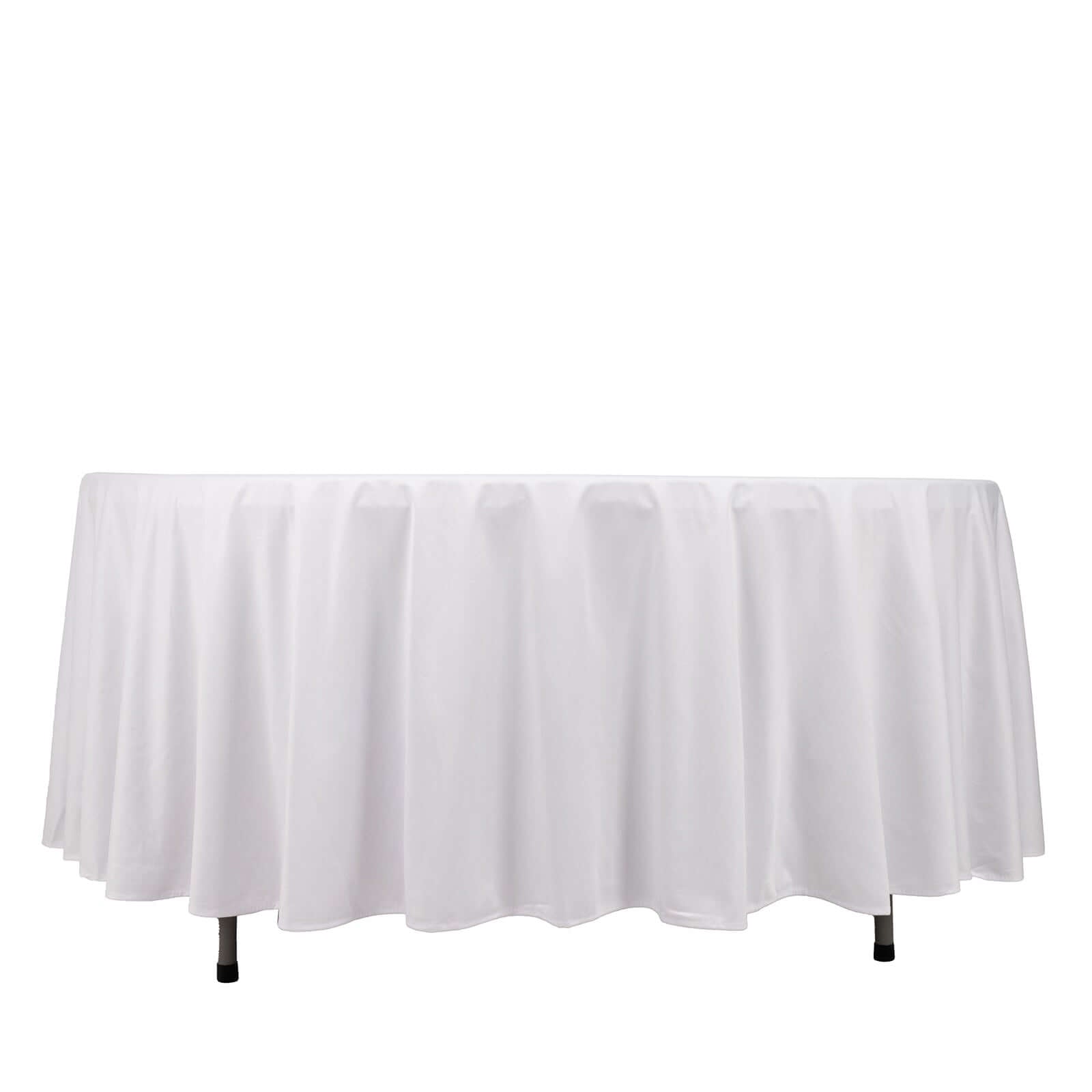 Premium Scuba Round 108 Tablecloth White - Wrinkle Free & Stain Resistant Table Cover for Exquisite Events