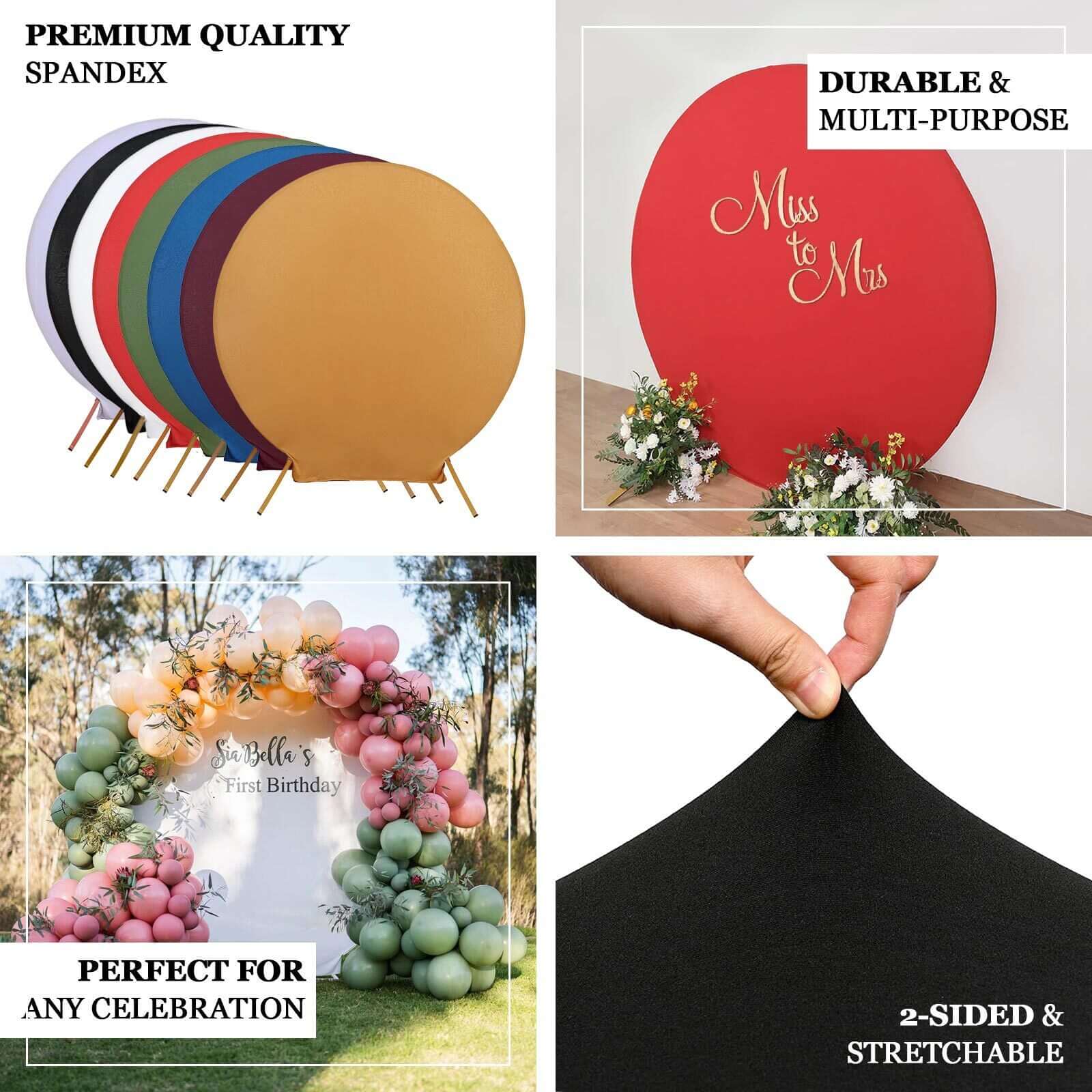 7.5ft Matte Beige Round Spandex Fit Party Backdrop Stand Cover