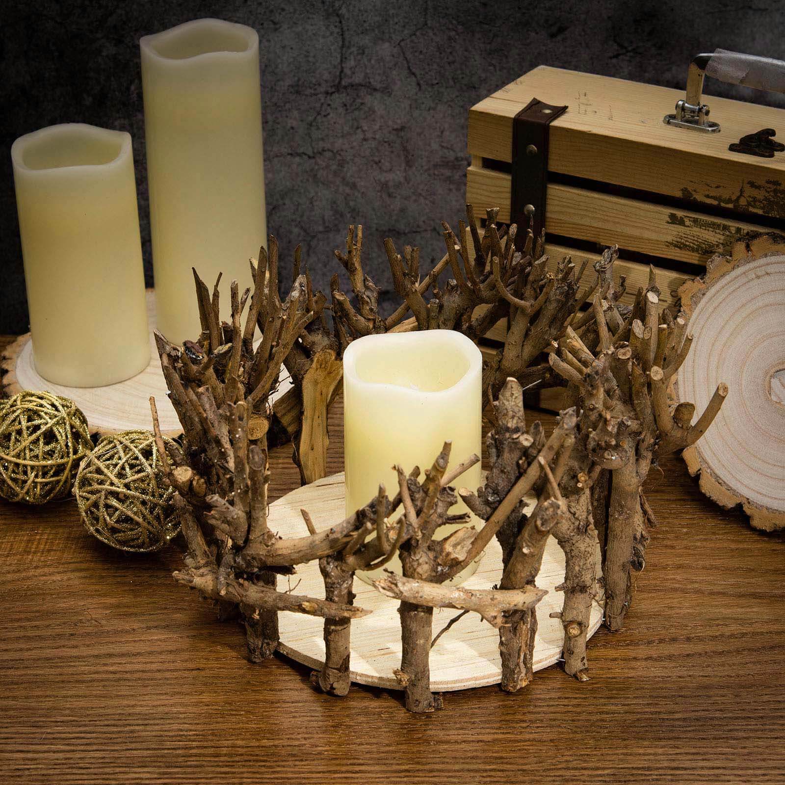 Natural Wooden Candle Holder Centerpiece - Rustic Mini Flower Vase for Events & Tables 6