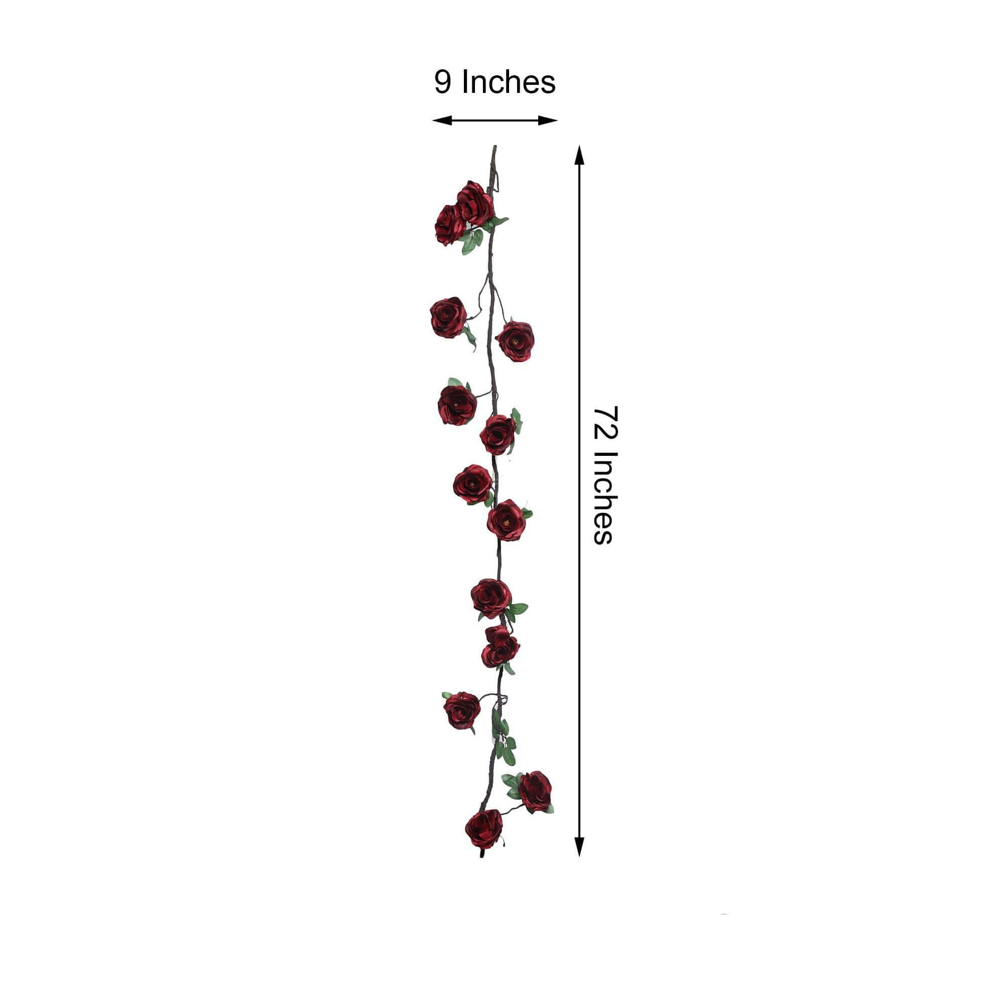 6ft Burgundy Artificial Silk Rose Hanging Flower Garland, Faux Vine