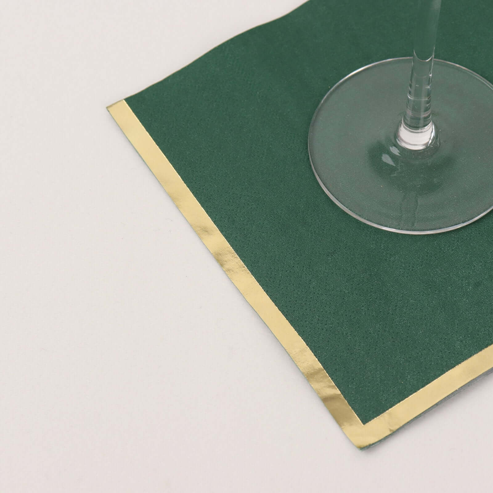 50-Pack Paper Beverage Napkins with Gold Foil Edge Hunter Emerald Green - Disposable 2 Ply Cocktail Napkins for Events 6.5x6.5