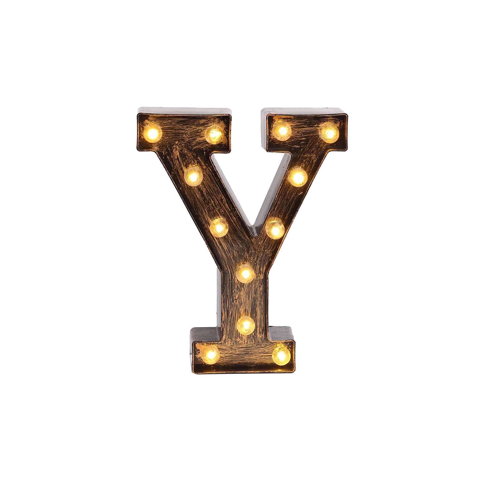 LED Marquee Letter Y Industrial Style Antique Black - Light-Up Alphabet Sign for Weddings & Displays 9