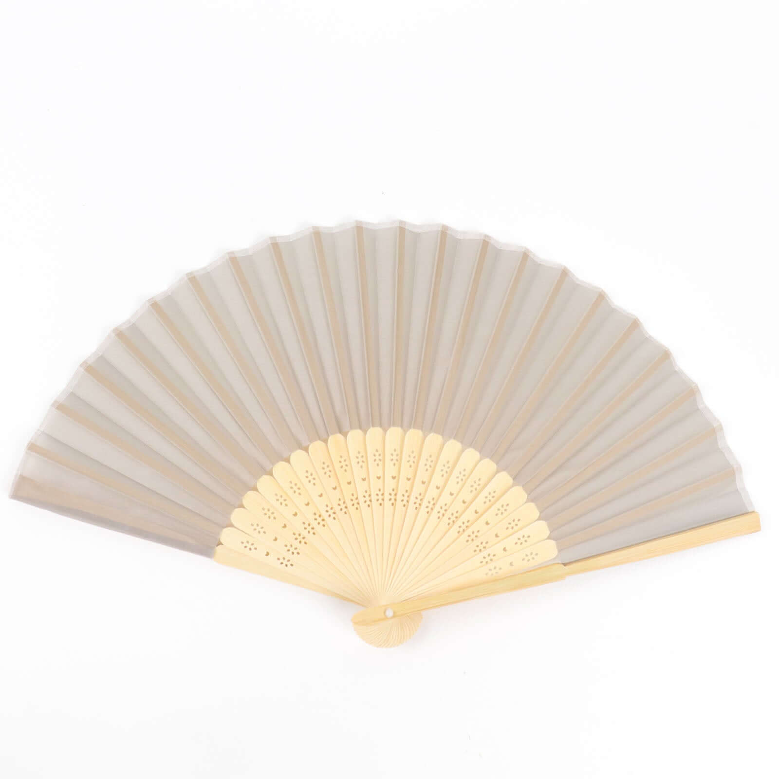 5 Pack Silver Asian Silk Folding Fans Party Favors, Oriental Folding Fan Favors