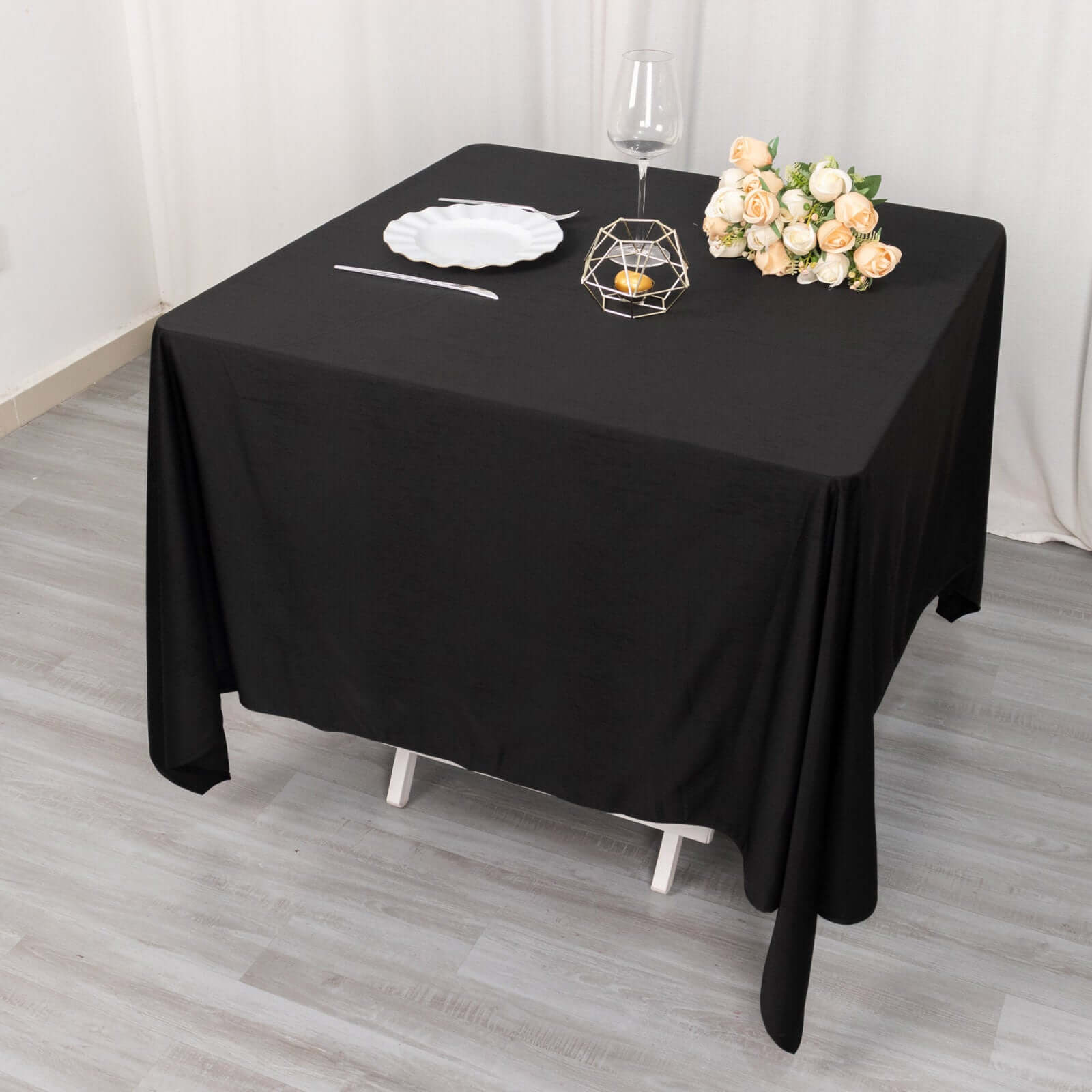 Premium Scuba Square 70x70 Tablecloth Black - Wrinkle Free & Stain Resistant Table Cover