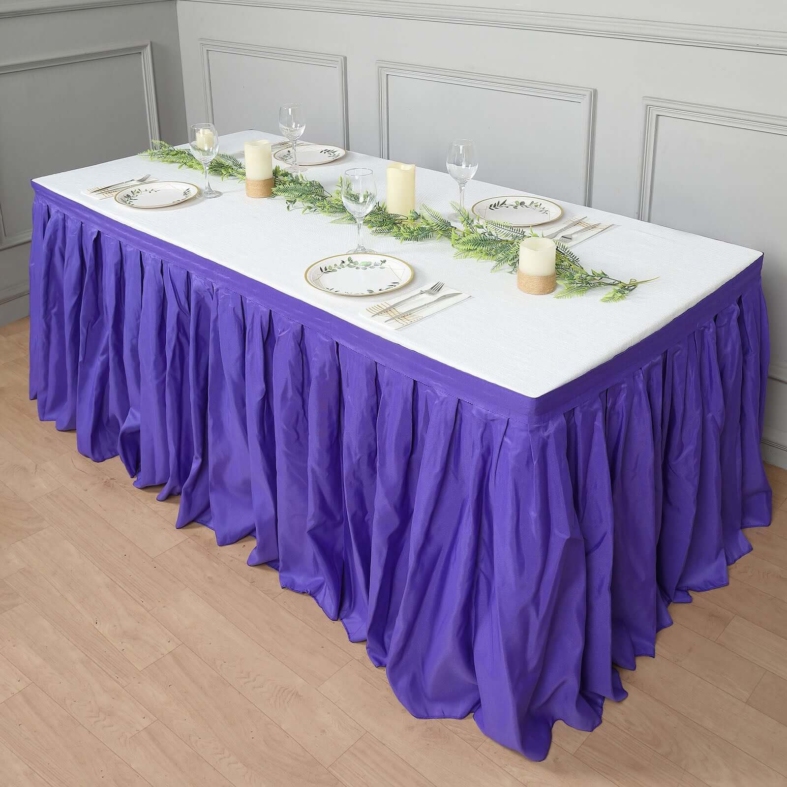 Polyester 21ft Table Skirt Purple - Classic Pleated Design