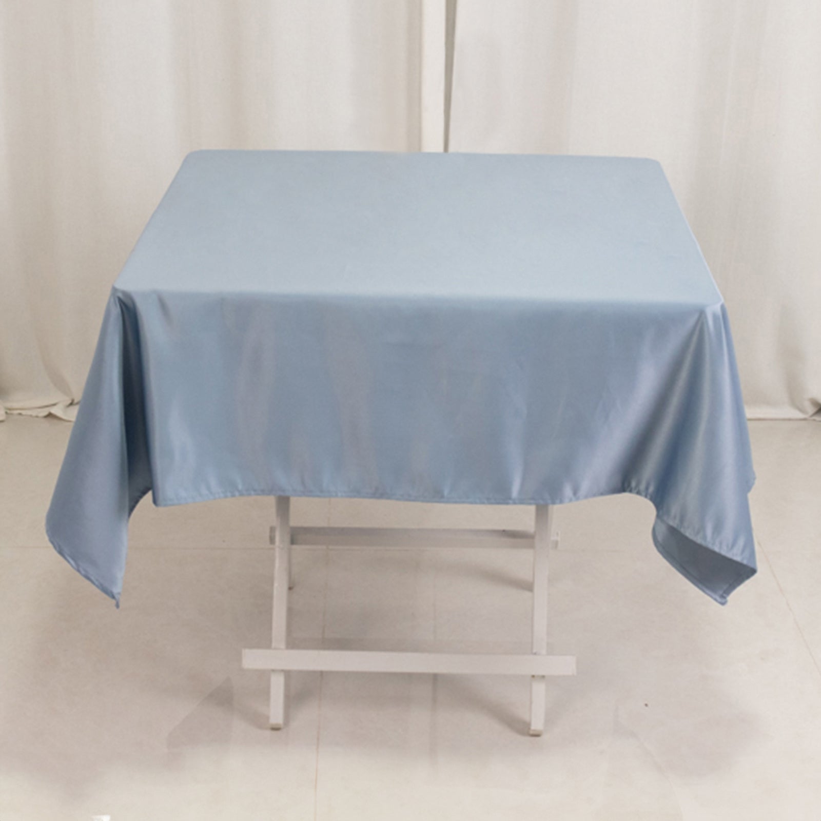 Lamour Satin 54x54 Square Tablecloth Dusty Blue - Durable & Silk-Like Table Cover