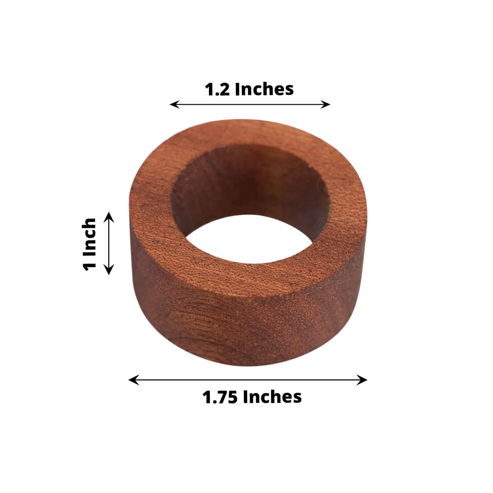4 Pack 1.75 Cinnamon Brown Rustic Hardwood Farmhouse Napkin Rings, Boho Napkin Holder Wood Slices
