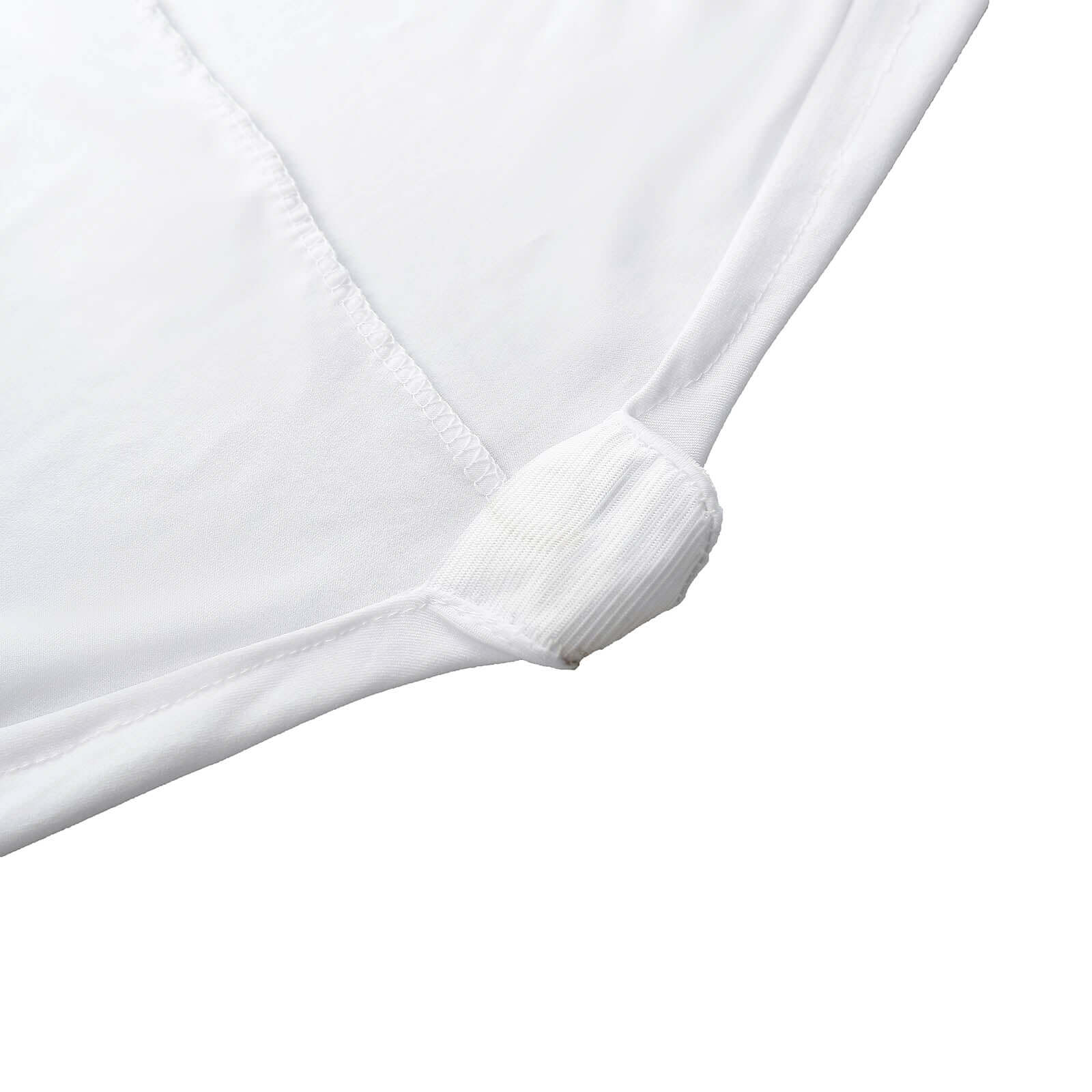 Stretch Spandex 72x30 Rectangular Table Cover White with Curved Open Back Design Tailored Professional Look for Tradeshows, Events & Exhibitions