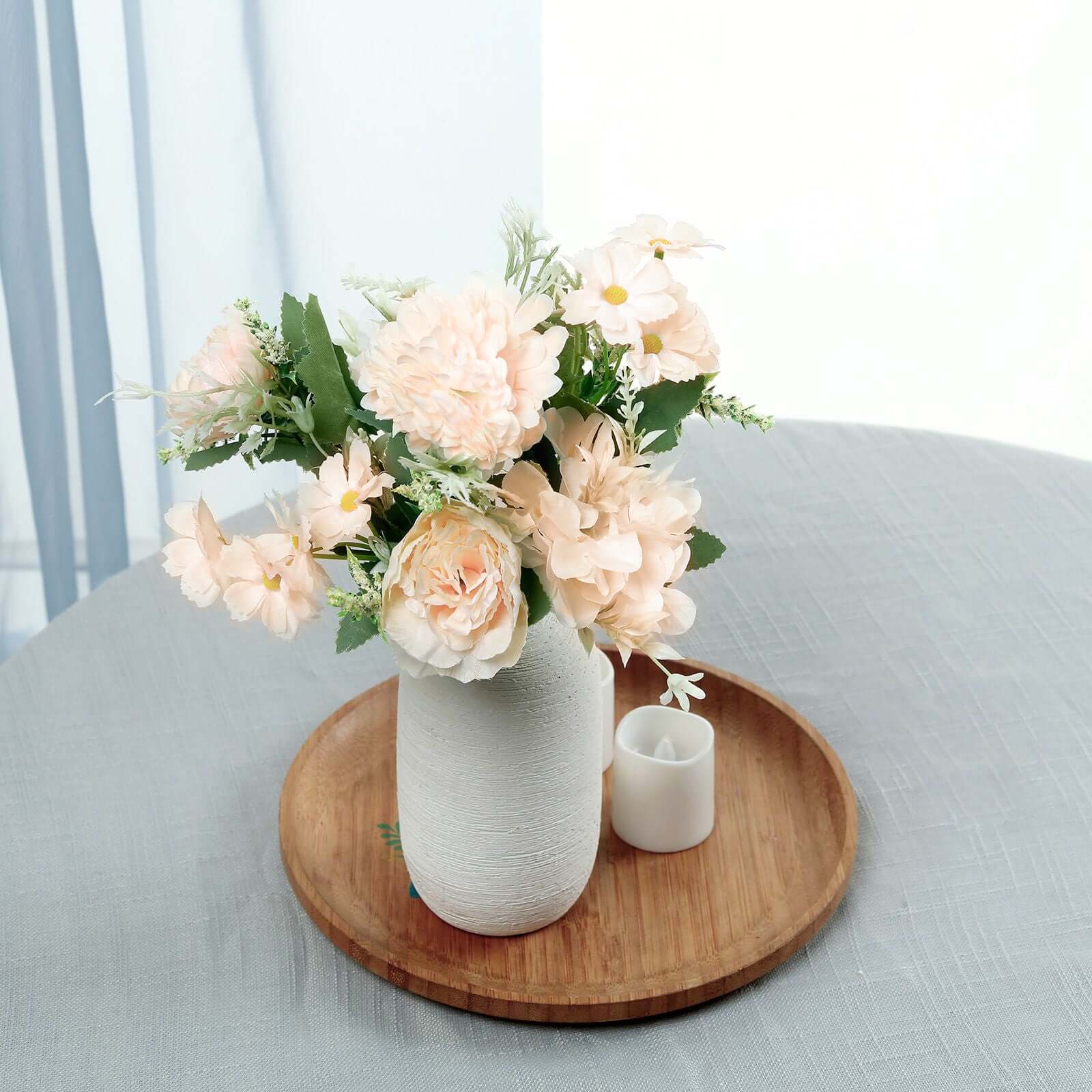 2 Bouquets Blush Artificial Silk Peony Flower Arrangement