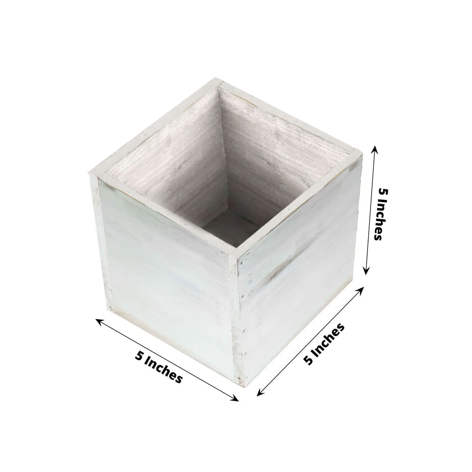 2 Pack 5 Whitewash Square Wood Planter Box Set With Removable Plastic Liners