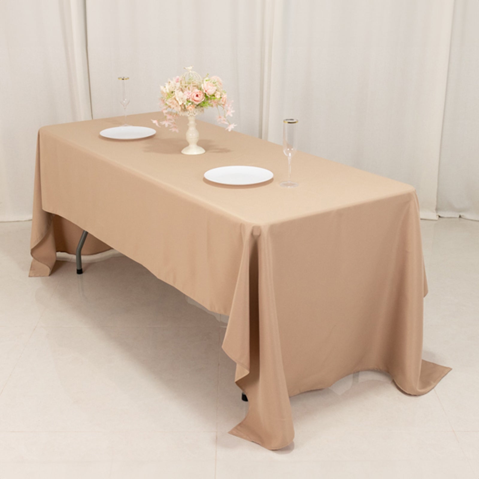 Premium Polyester 60x126 Rectangle Tablecloth Nude - Stain-Resistant 220GSM Finish Table Cover