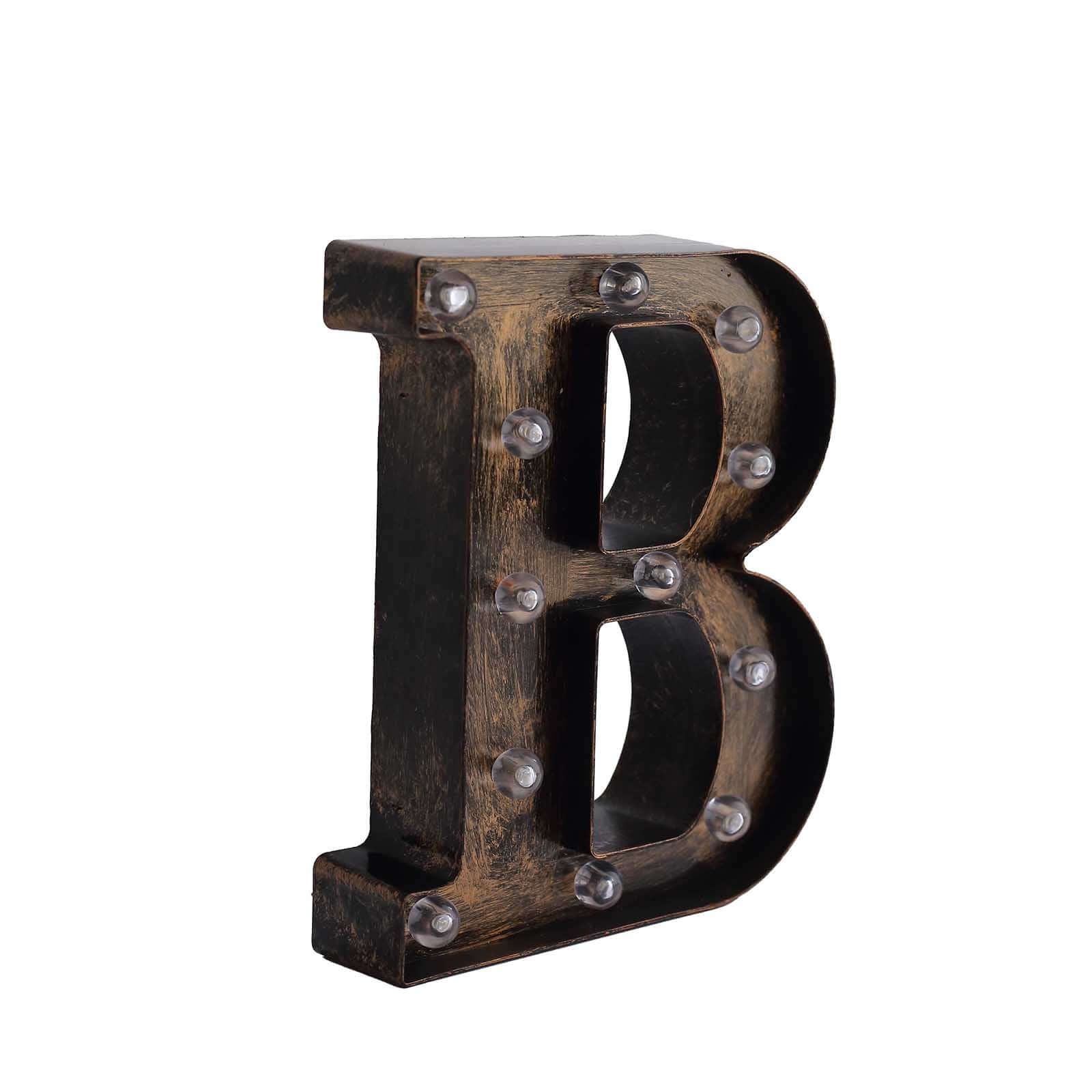 LED Marquee Letter B Industrial Style Antique Black - Light-Up Alphabet Sign for Weddings & Displays 9