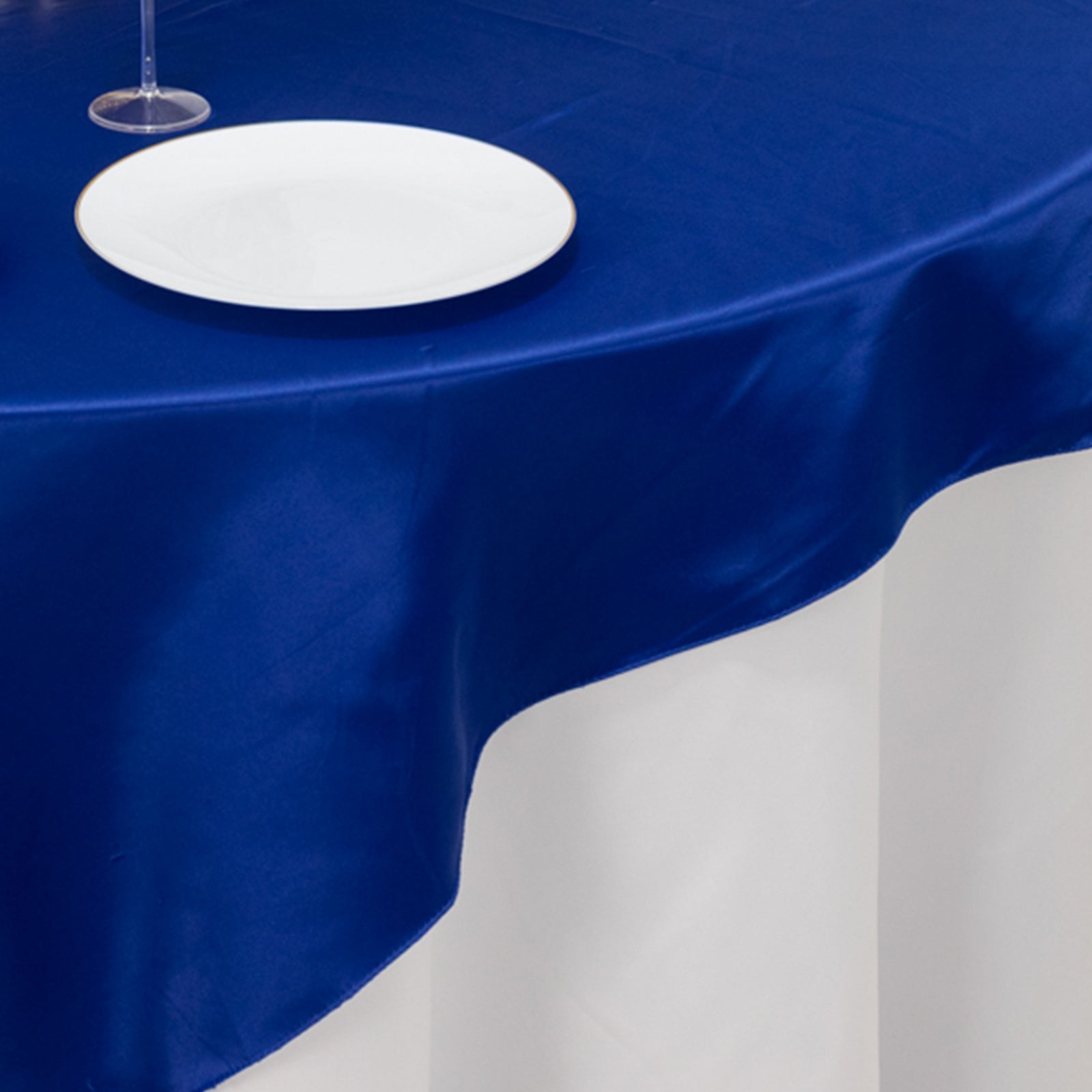 Lamour Satin 72x72 Table Overlay Square Tablecloth Royal Blue - Smooth Finish Table Topper