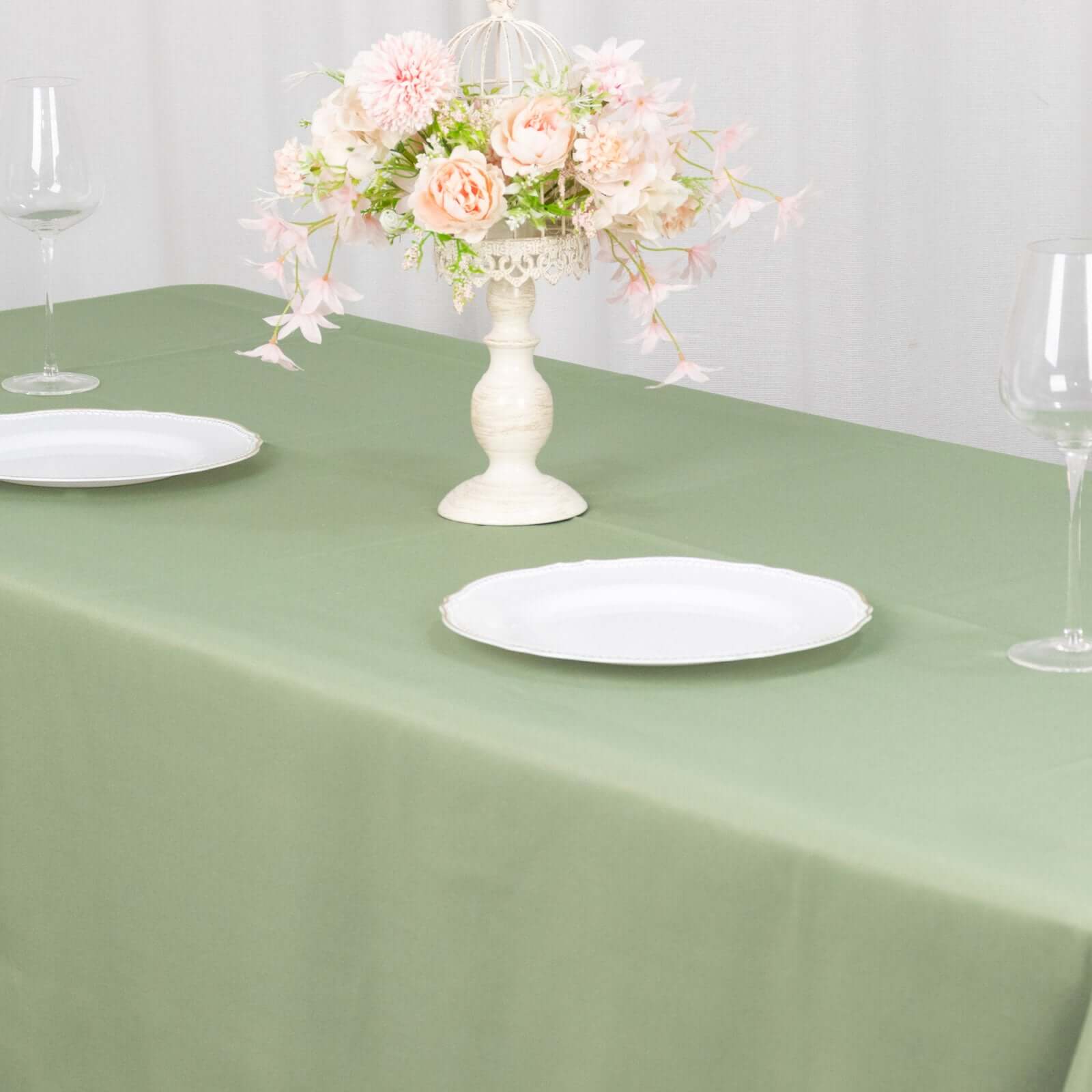 Premium Polyester 60x102 Rectangle Tablecloth Dusty Sage Green - Durable 220GSM Wrinkle-Resistant Table Cover