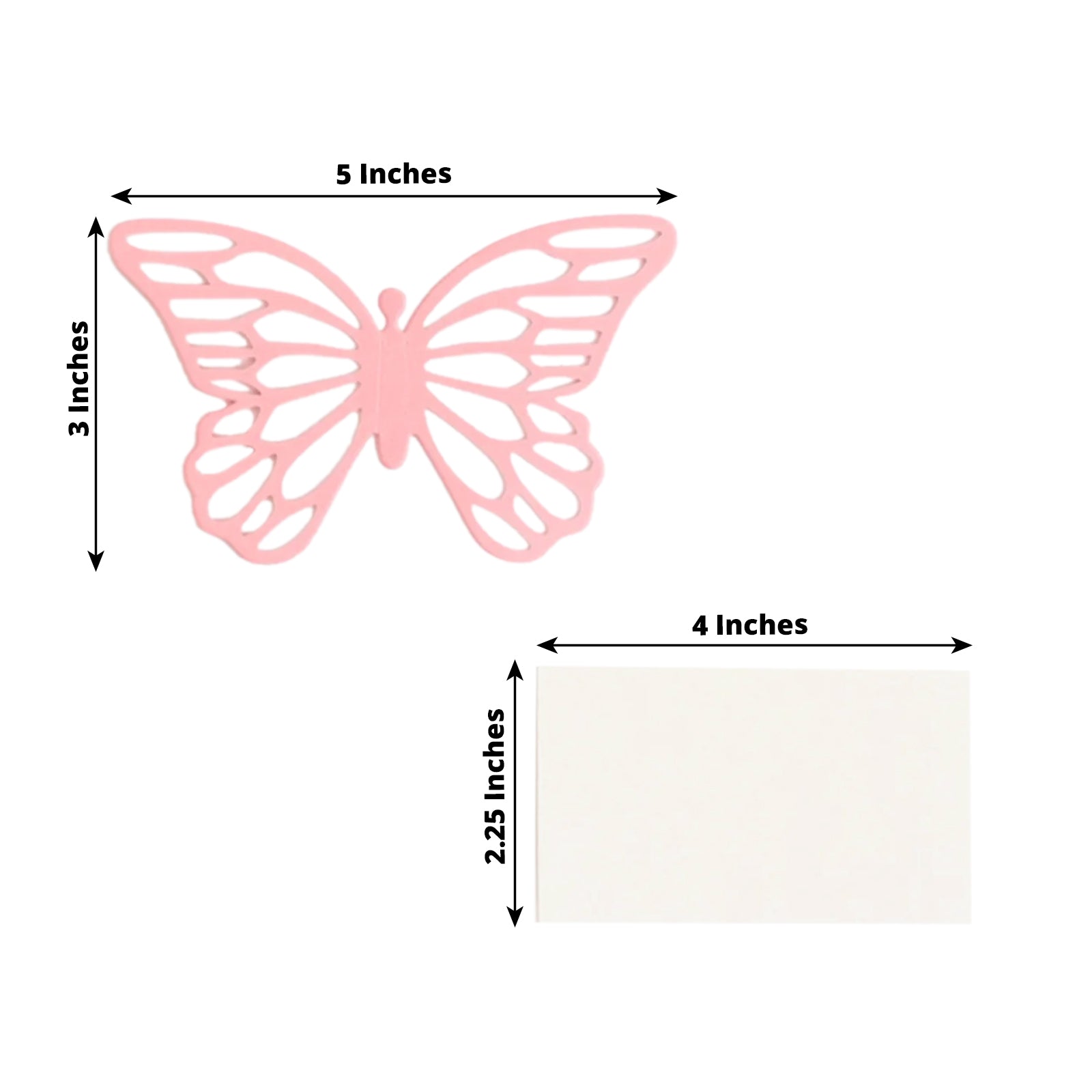 25-Pack Paper Butterfly Place Card Holders Pink with White Printable Cards - 3D Free Standing Table Number Stands 3x5