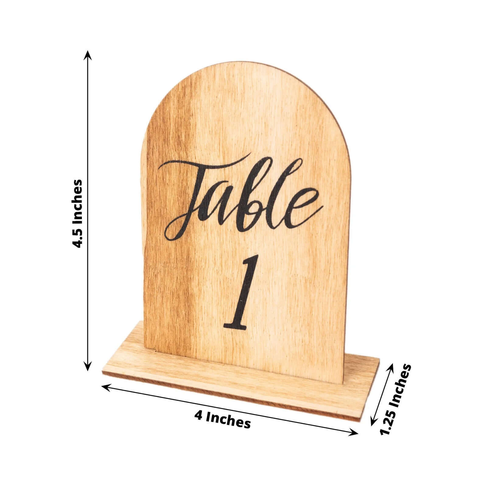 20-Pack Natural Wooden Table Numbers 1-20 Rustic Arch Design with Removable Base - Ideal for Banquets and Receptions 4.5