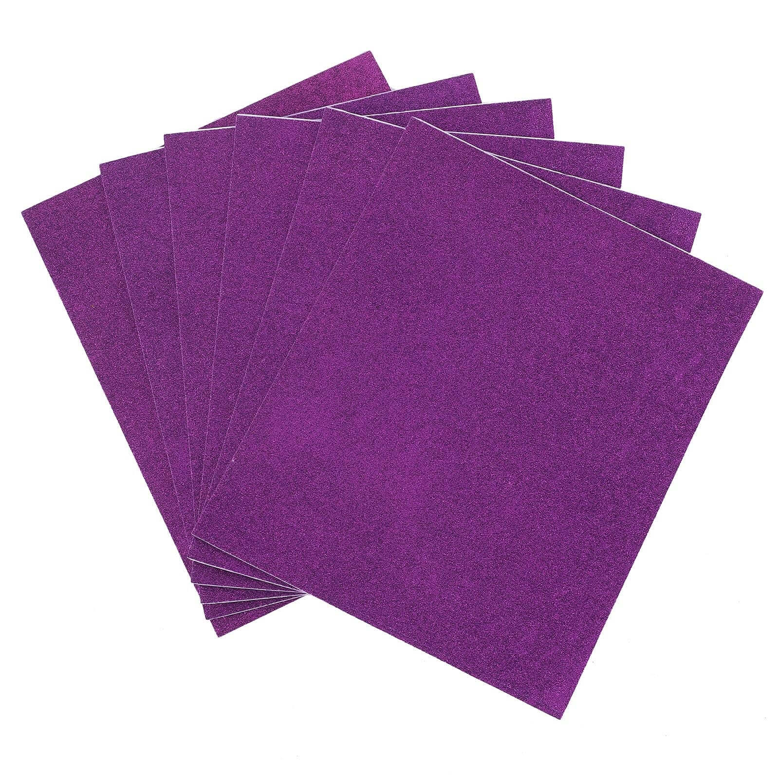 10 Pack Purple Self-Adhesive Glitter DIY Craft Foam Sheets - 12x10