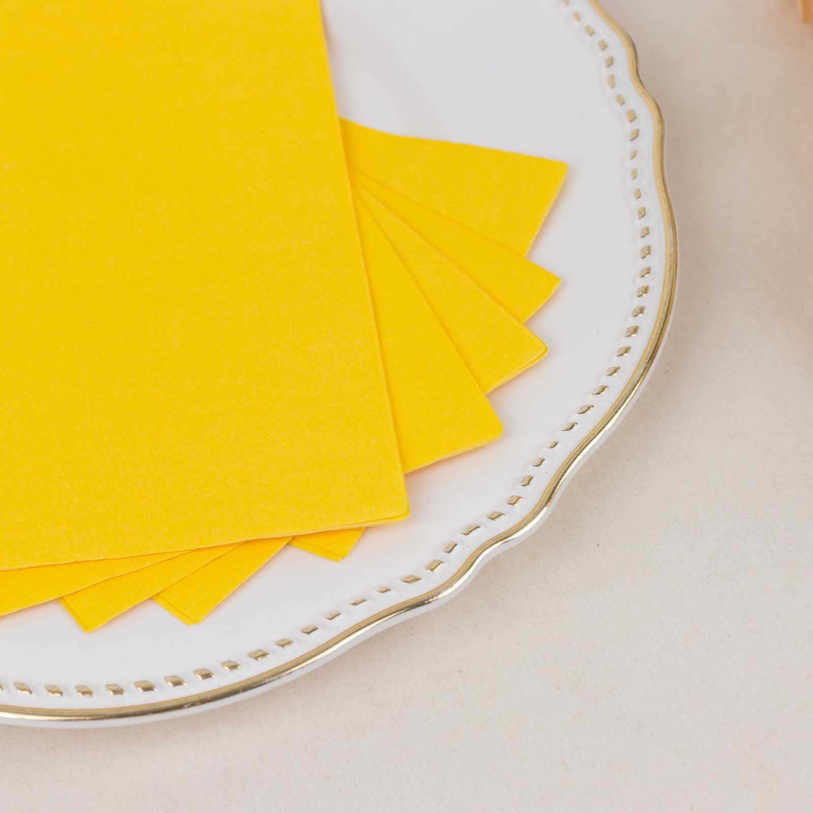 50-Pack Paper Napkins Soft Yellow - Disposable 2-Ply Cocktail and Beverage Napkins for Weddings