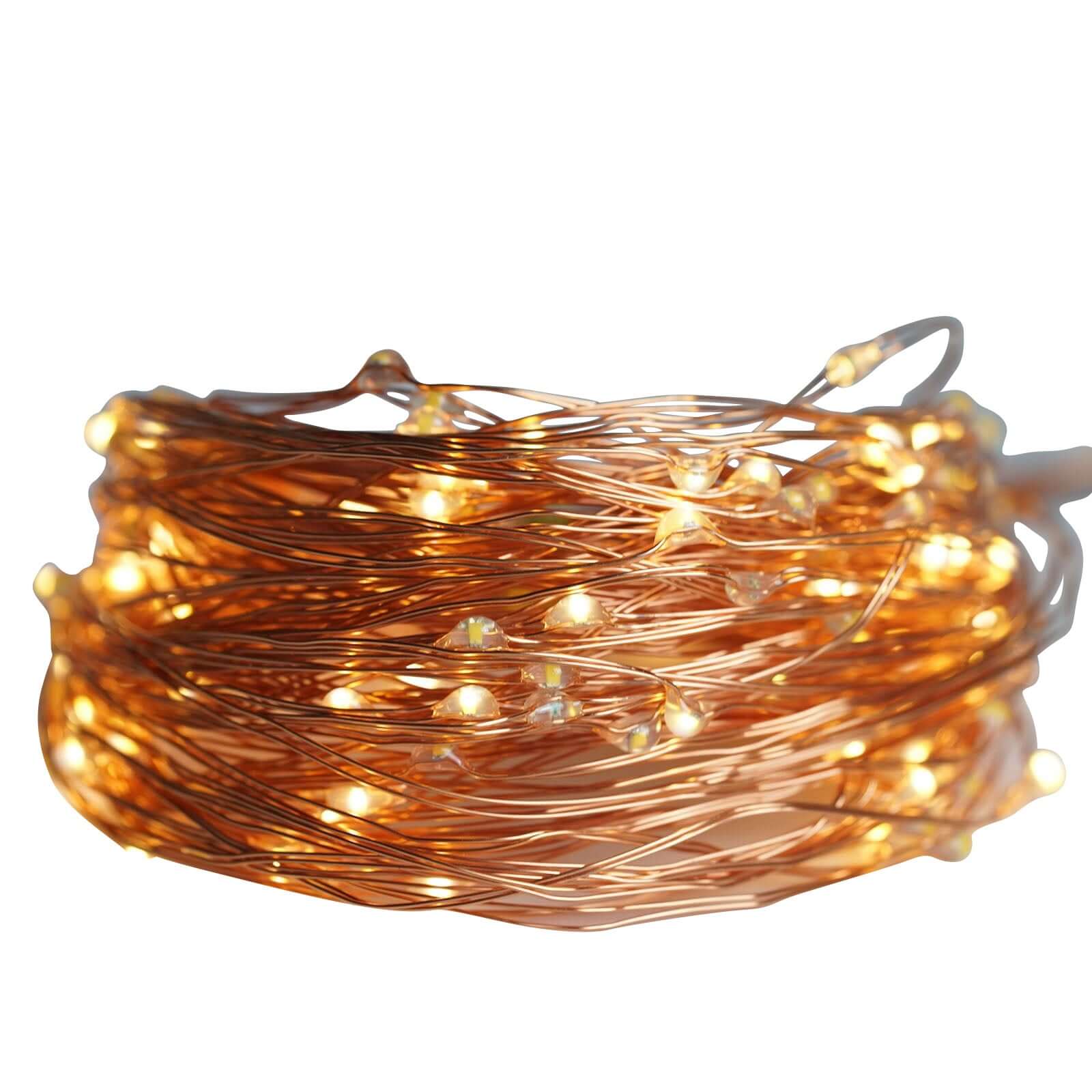 200 LED Fairy Waterfall String Lights Warm White Waterproof Copper Strands - Battery Operated Décor 8ft