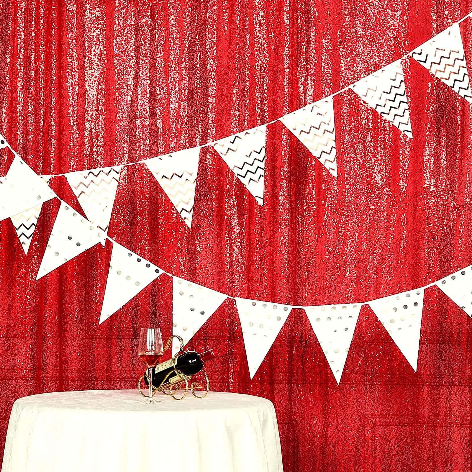 8ftx8ft Red Sequin Event Curtain Drapes, Backdrop Event Panel